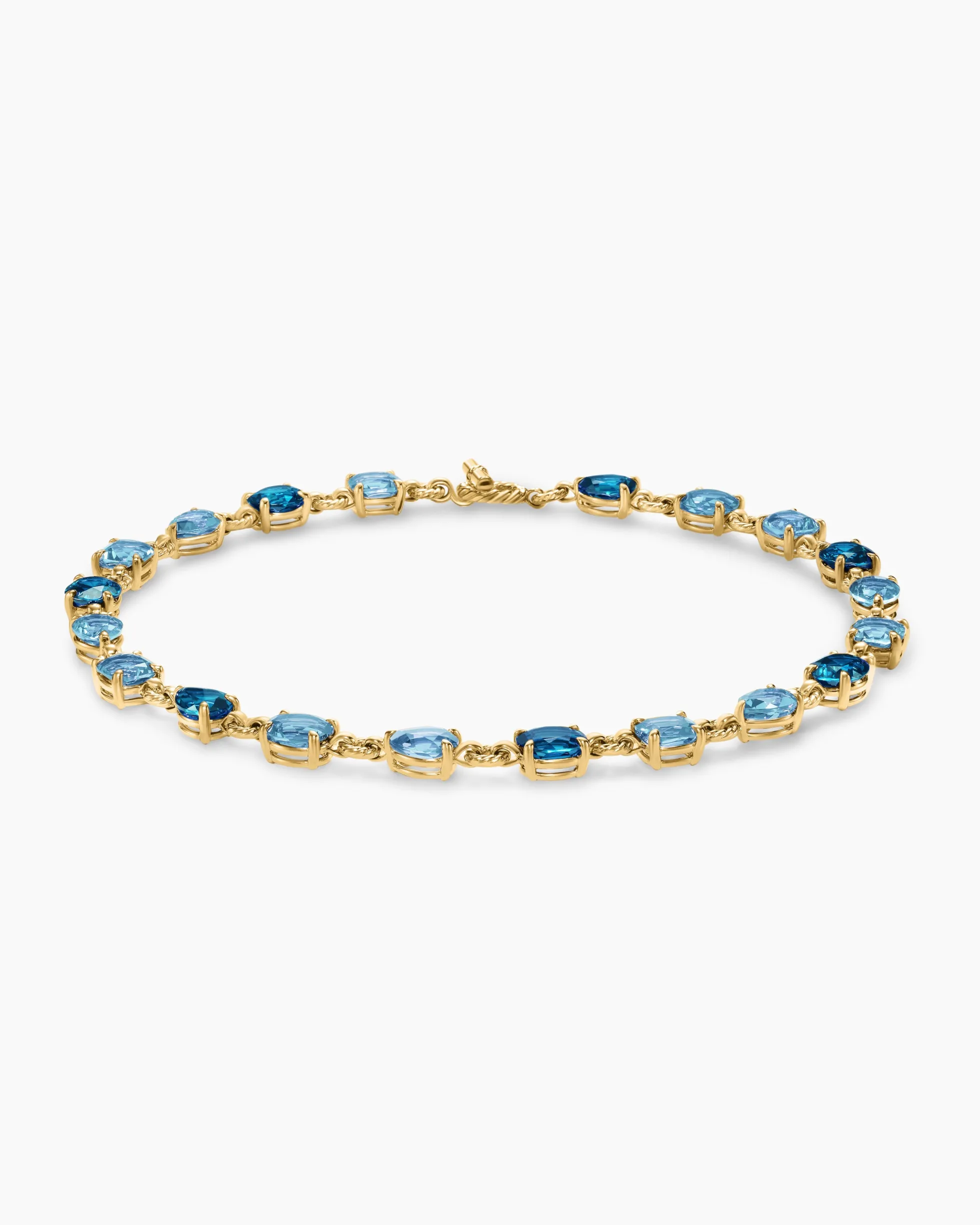 Marbella Toggle Necklace 18K Yellow Gold with Blue Topaz and Hampton Blue Topaz