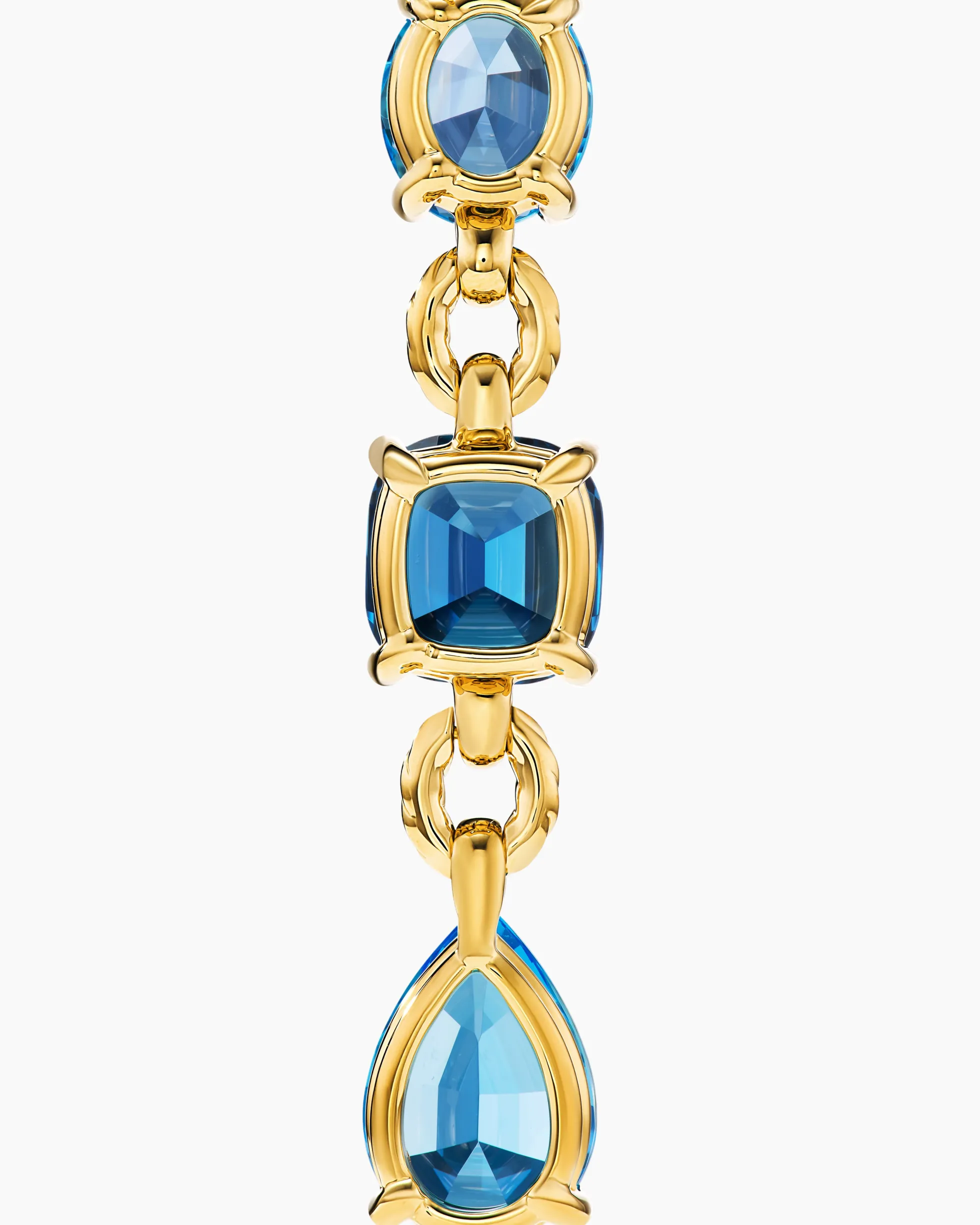 Marbella Y Pendant 18K Yellow Gold with Blue Topaz and Hampton Blue Topaz, 57.8mm