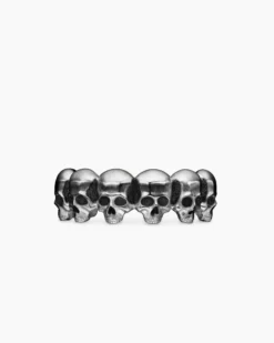 Memento Mori Skull Band Ring Sterling Silver, 8.5mm