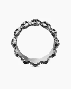 Memento Mori Skull Band Ring Sterling Silver, 8.5mm