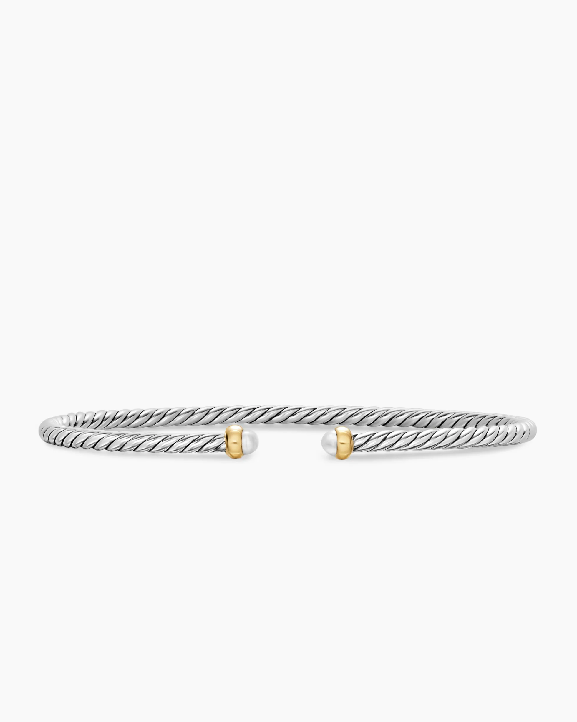 Micro Cable Flex® Bracelet Sterling Silver with 14K Yellow Gold and Pearls, 2.6mm