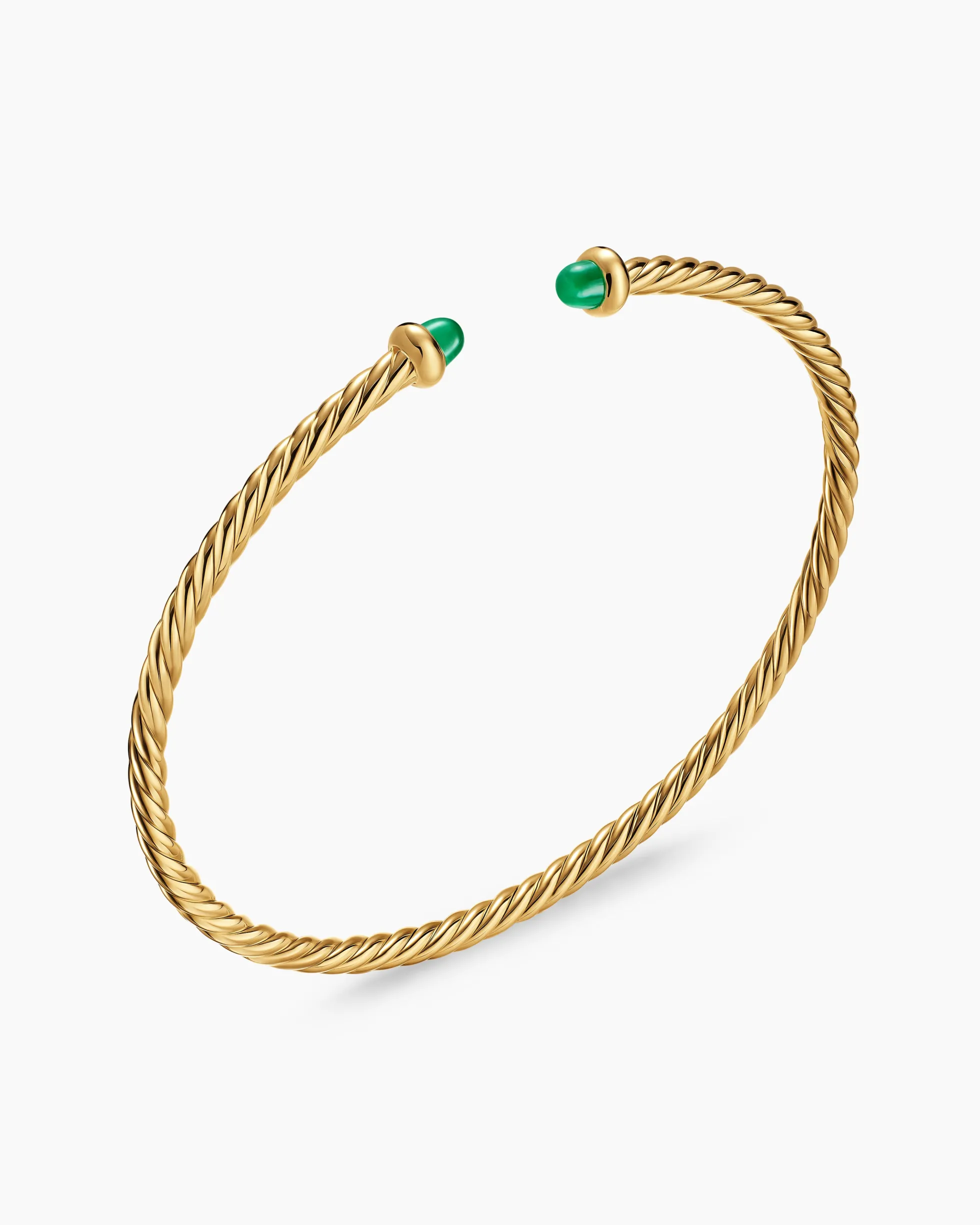Micro Cablespira® Flex Bracelet 18K Yellow Gold with Emeralds, 2.6mm