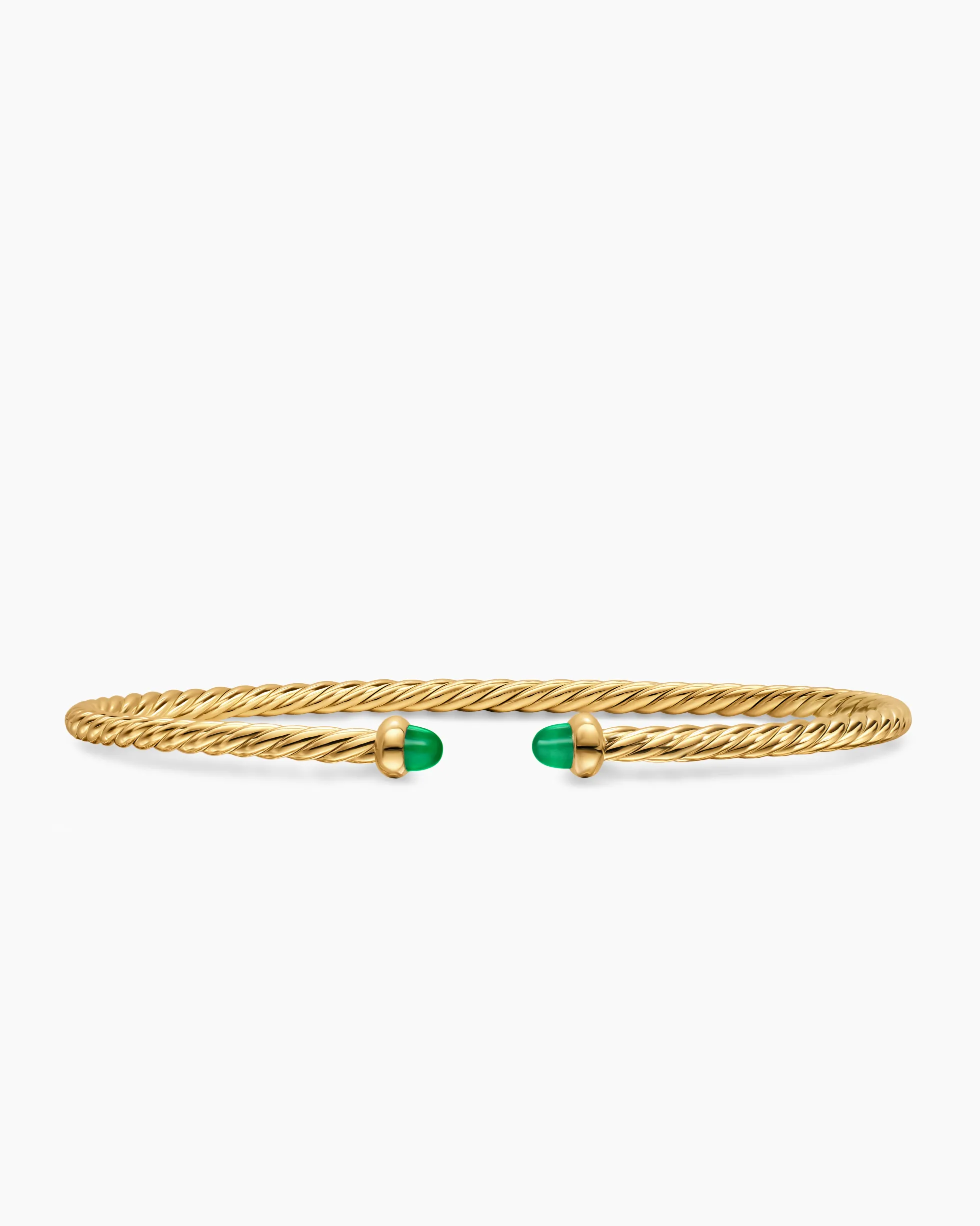 Micro Cablespira® Flex Bracelet 18K Yellow Gold with Emeralds, 2.6mm