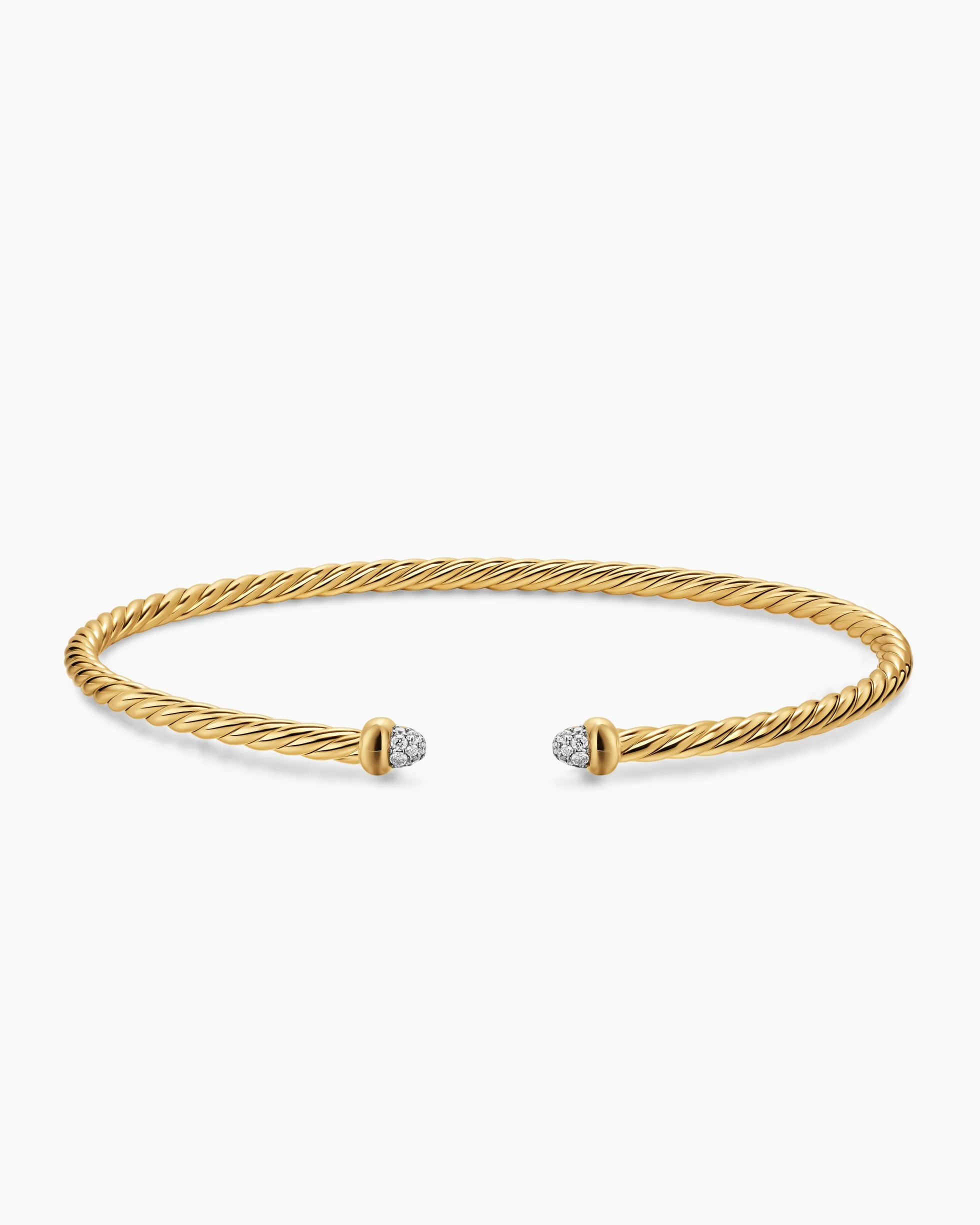 Micro Cablespira® Flex Bracelet 18K Yellow Gold with Pavé Diamond Domes, 2.6mm