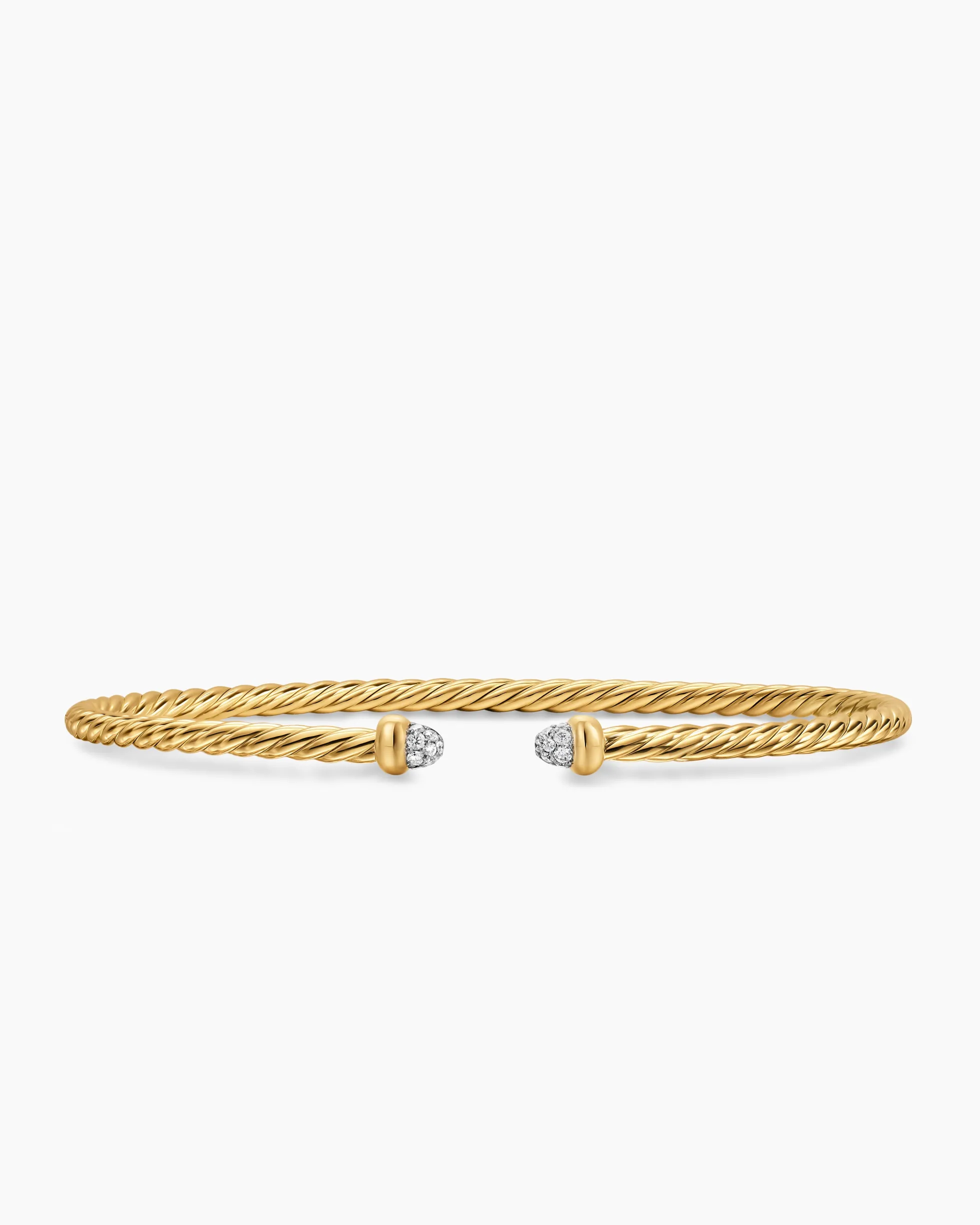 Micro Cablespira® Flex Bracelet 18K Yellow Gold with Pavé Diamond Domes, 2.6mm