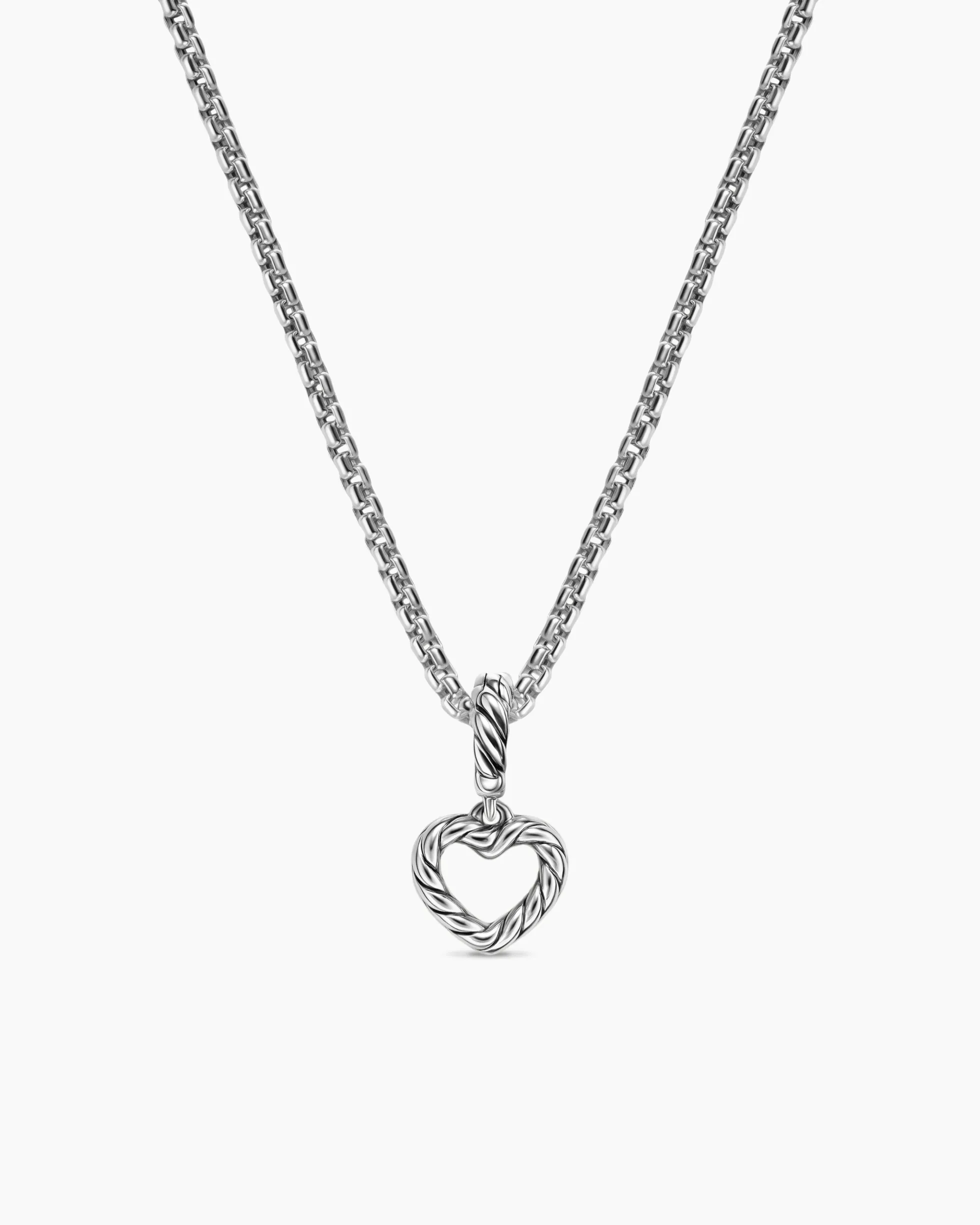Micro Pavé Open Heart Amulet Sterling Silver with Diamonds, 6.8mm