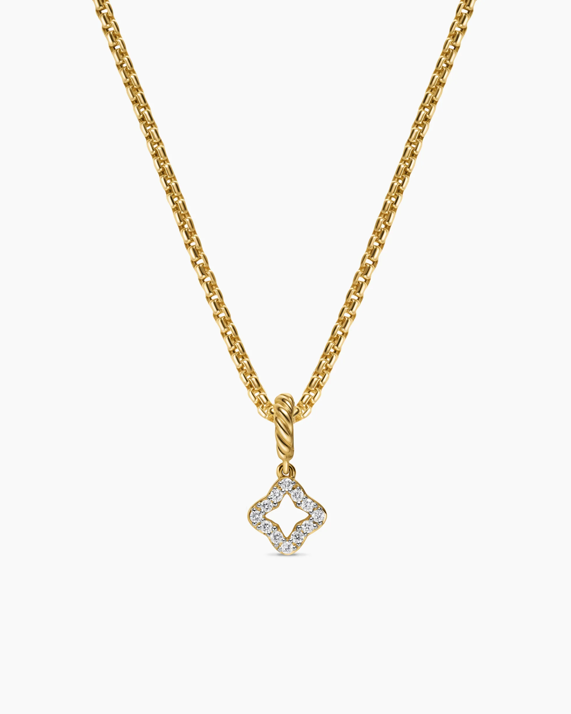 Micro Pavé Quatrefoil Amulet 18K Yellow Gold with Diamonds, 7.4mm
