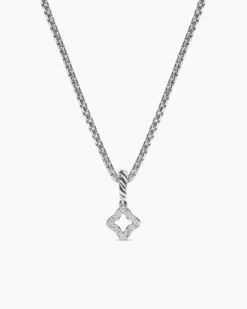 Micro Pavé Quatrefoil Amulet Sterling Silver with Diamonds, 7.4mm