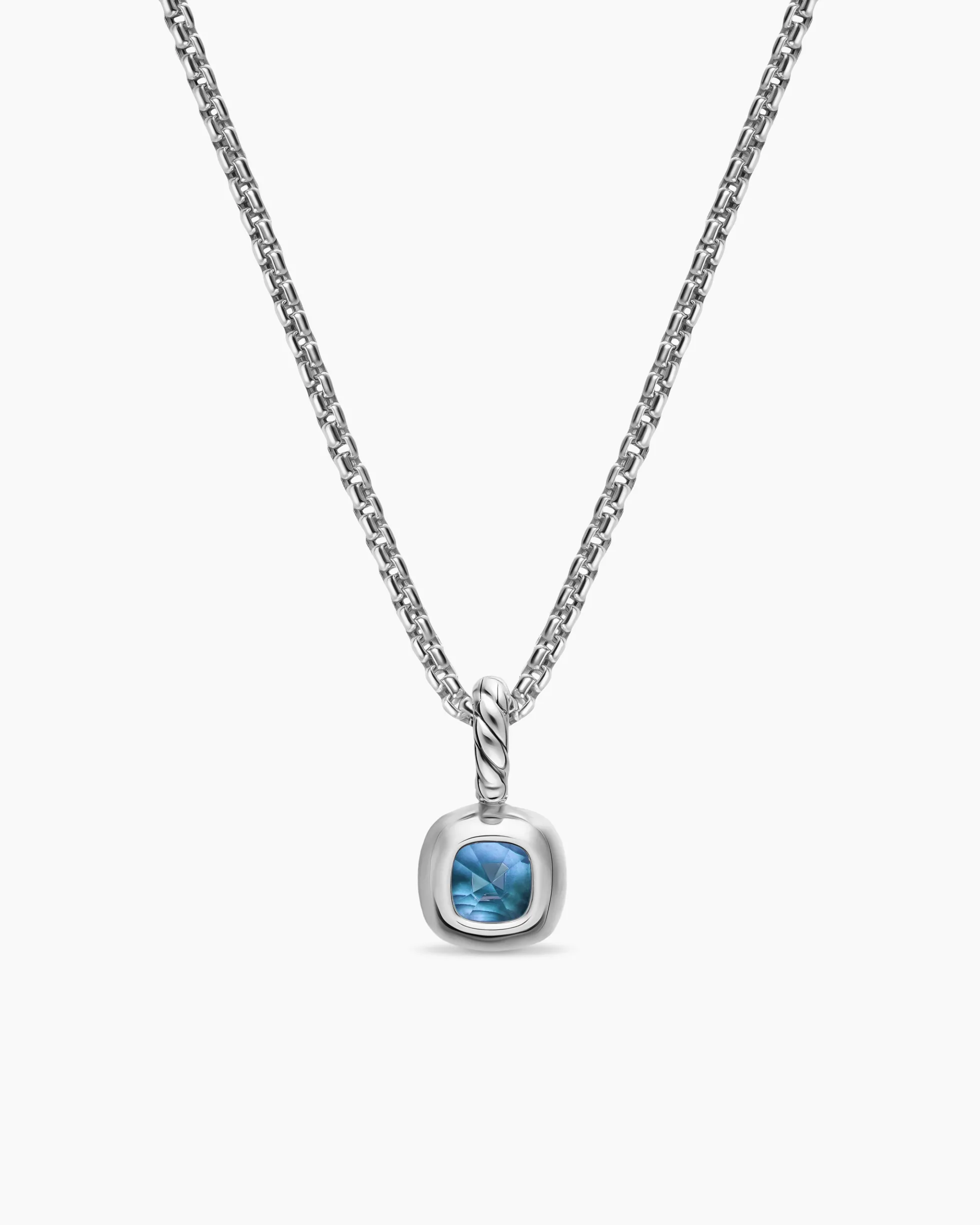 Mini Cushion Cut Amulet Sterling Silver with 14K Yellow Gold and Hampton Blue Topaz, 5.5mm
