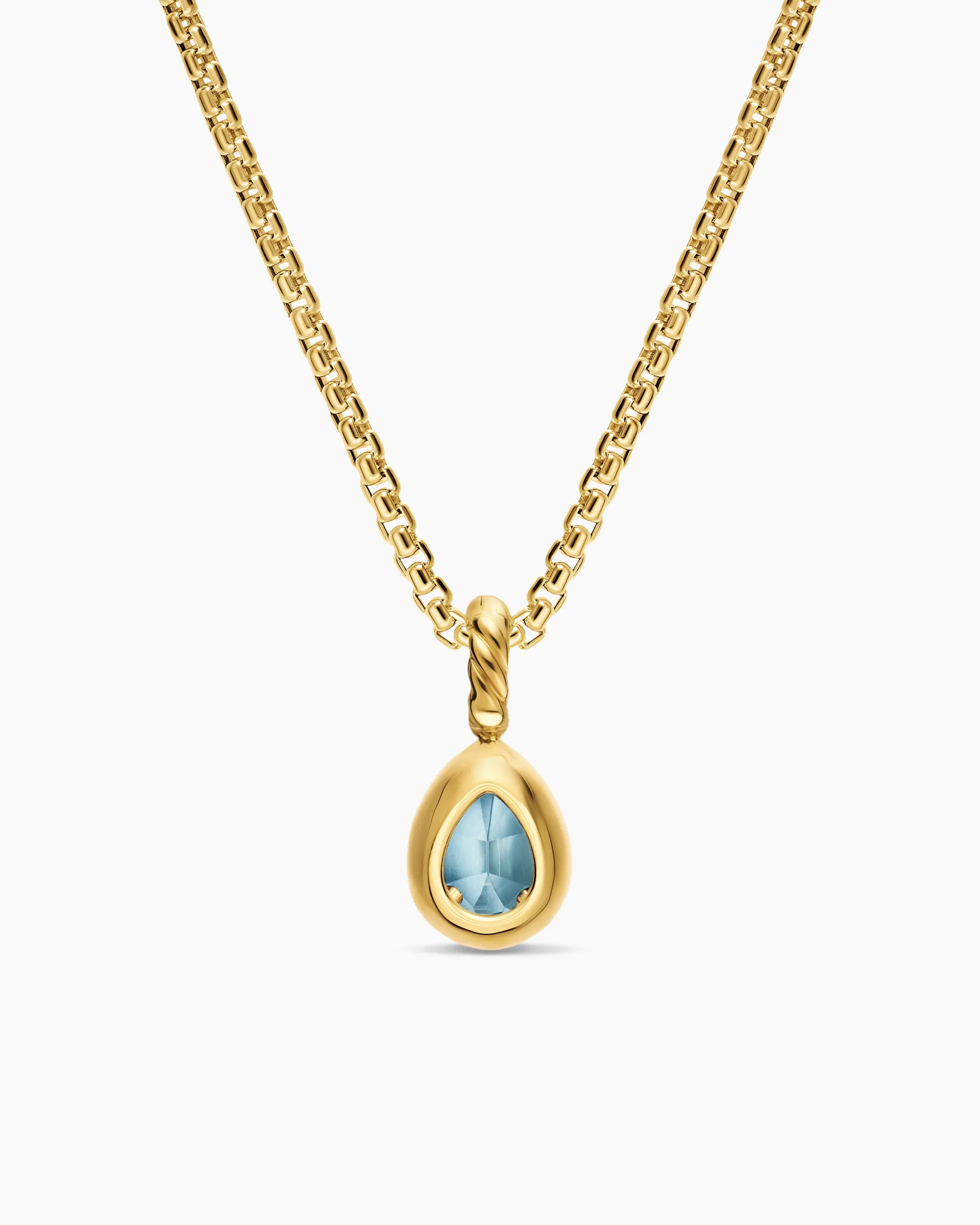 Mini Pear Cut Amulet 18K Yellow Gold with Sky Blue Topaz, 11mm