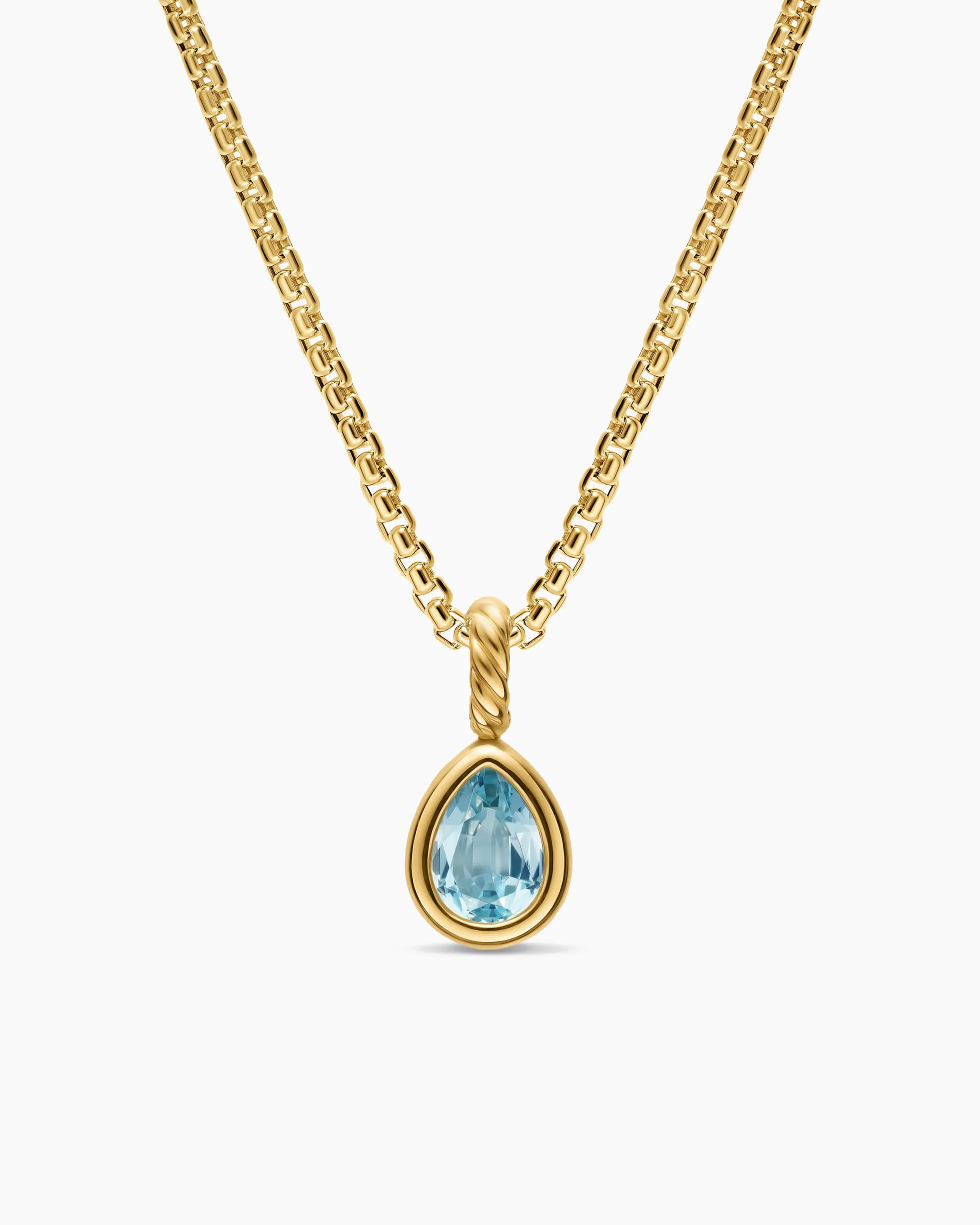 Mini Pear Cut Amulet 18K Yellow Gold with Sky Blue Topaz, 11mm