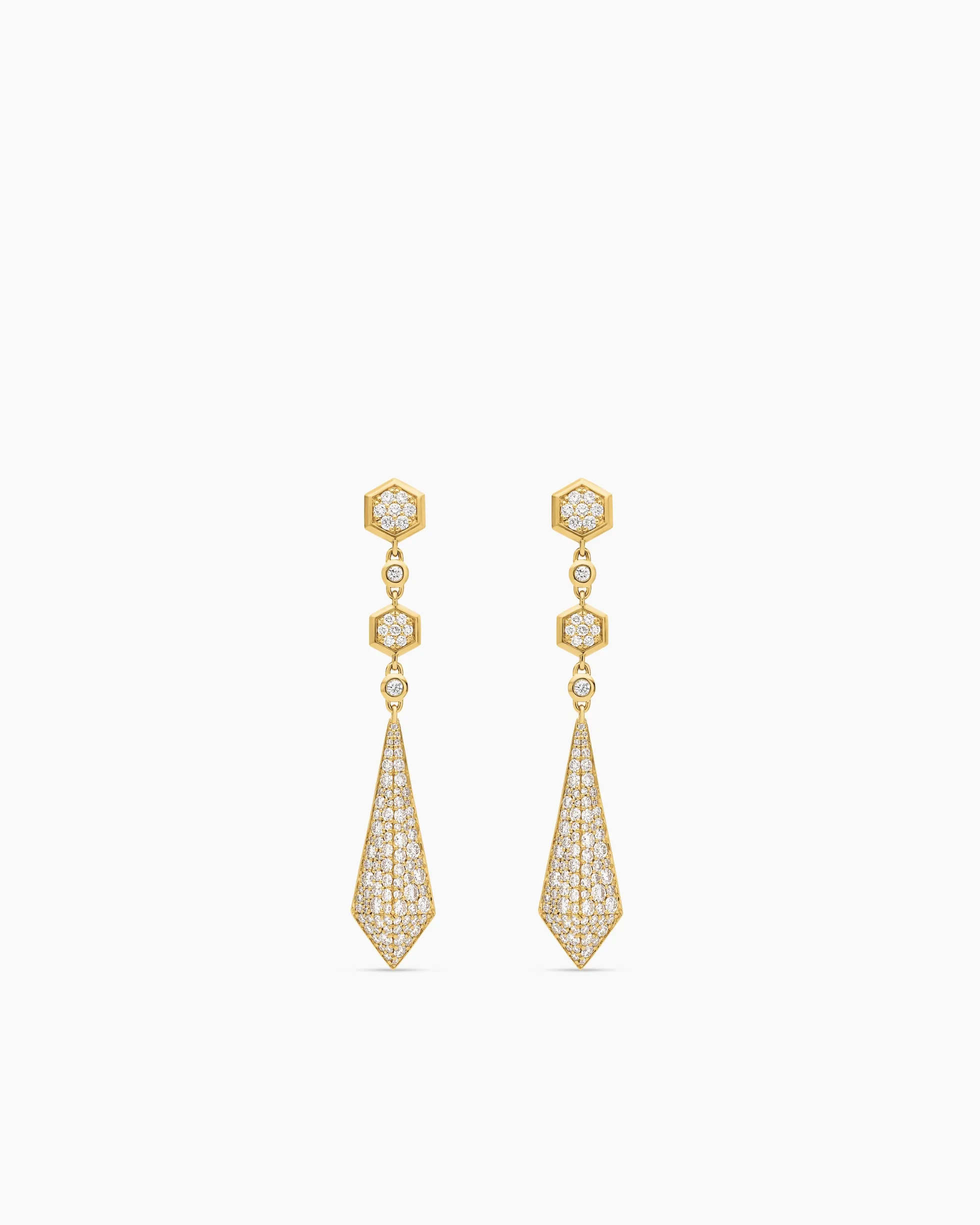 Modern Renaissance® Drop Earrings 18K Yellow Gold with Diamonds, 30mm
