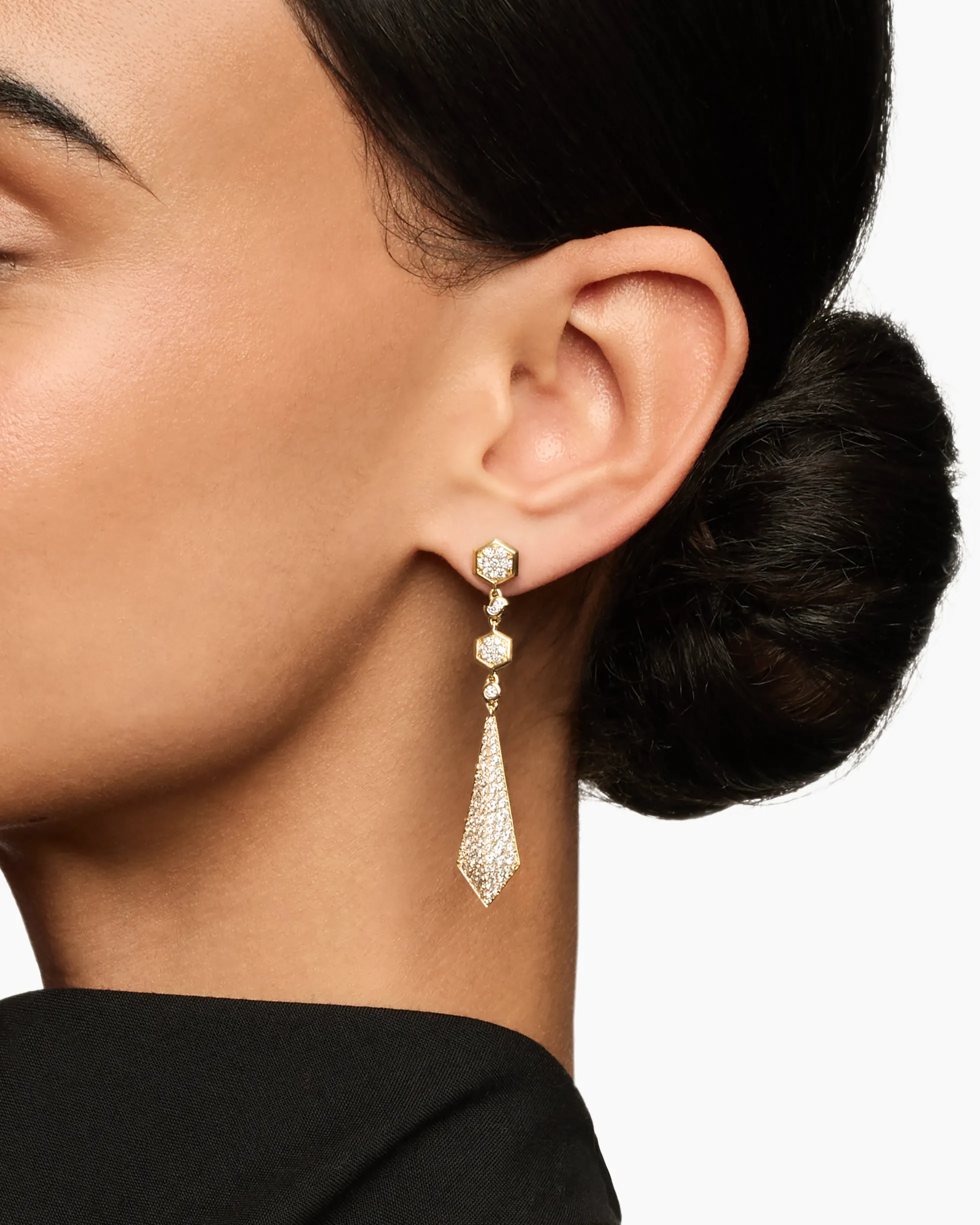 Modern Renaissance® Drop Earrings 18K Yellow Gold with Diamonds, 30mm
