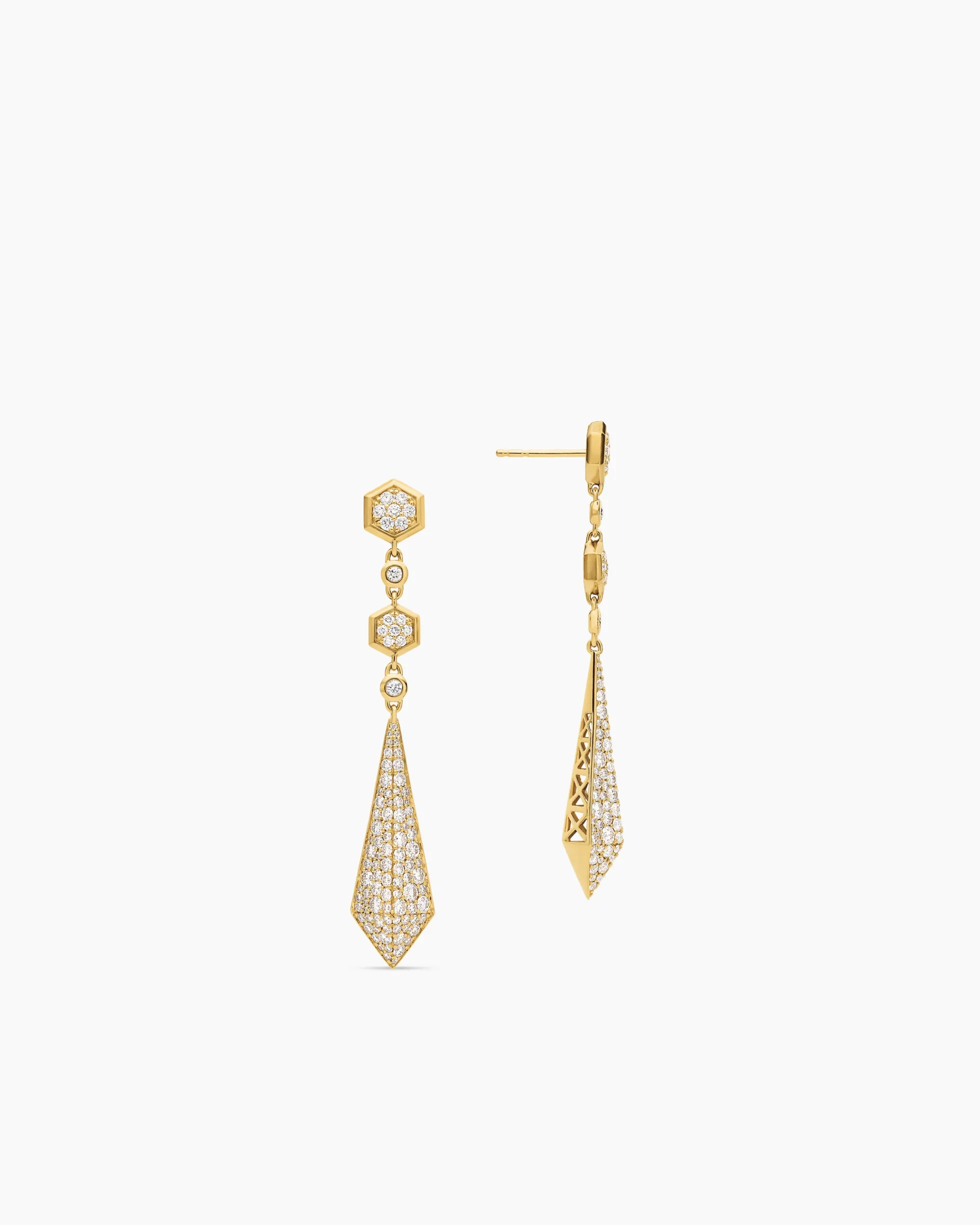 Modern Renaissance® Drop Earrings 18K Yellow Gold with Diamonds, 30mm