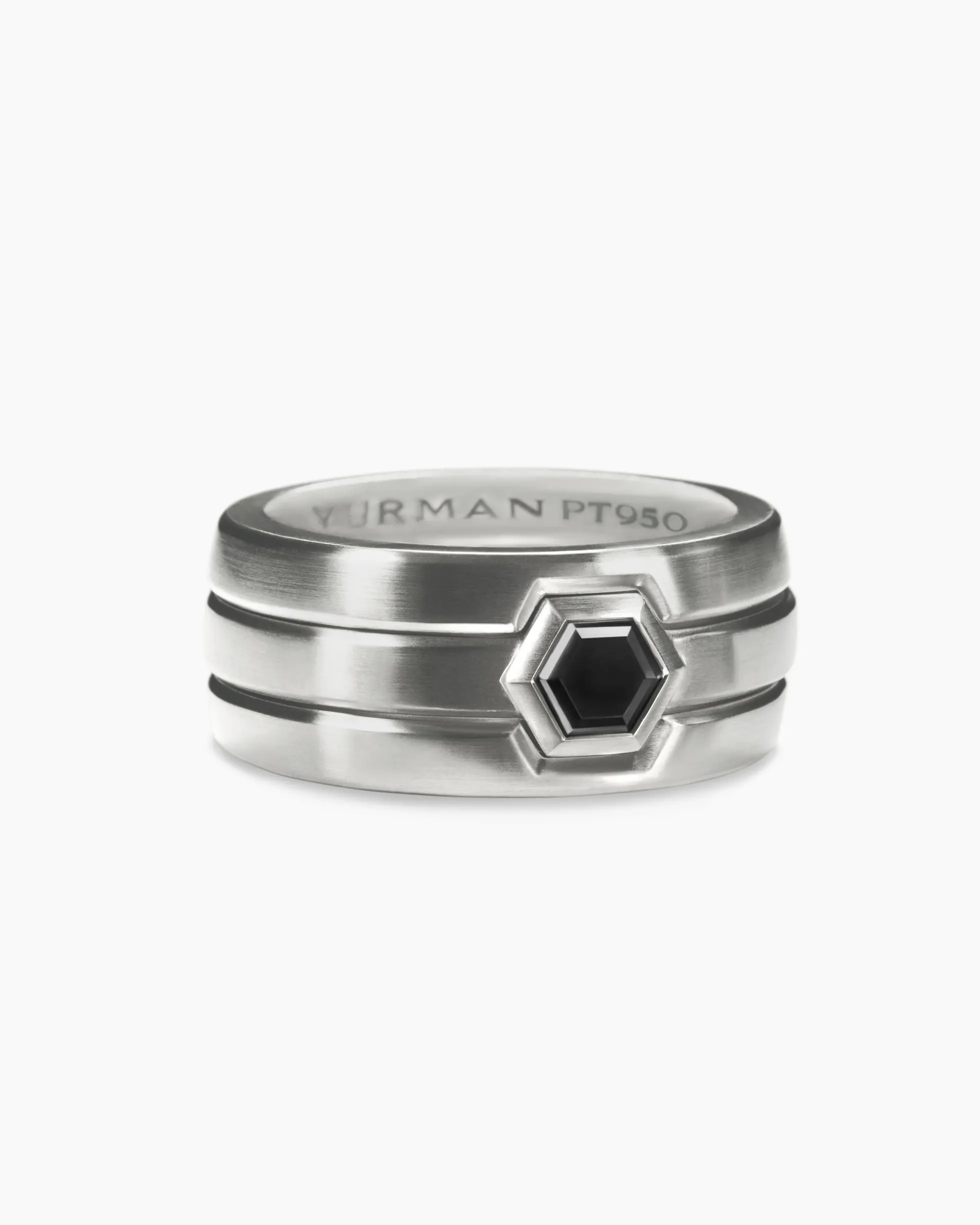 Nesting Band Ring Platinum with Center Black Diamond, 10mm