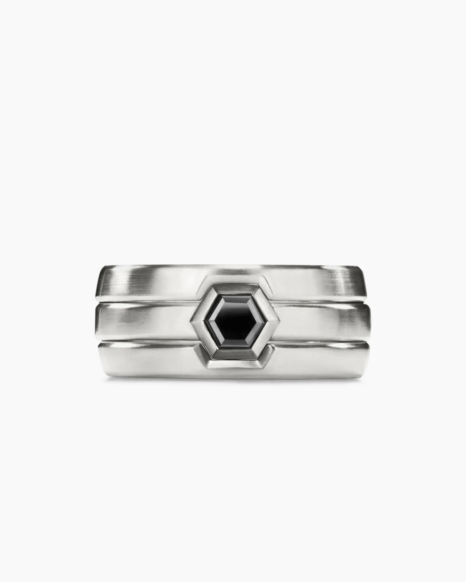 Nesting Band Ring Platinum with Center Black Diamond, 10mm