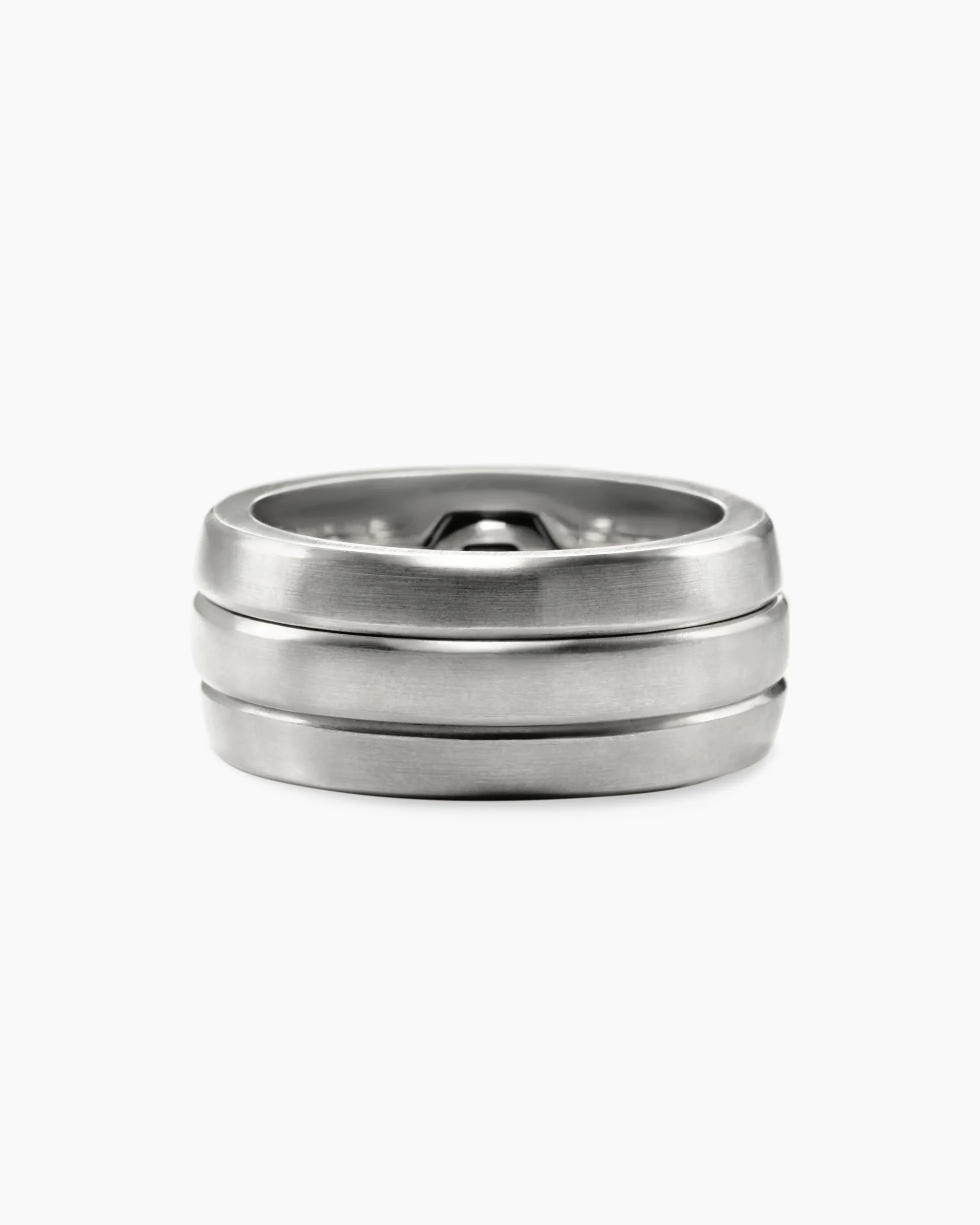 Nesting Band Ring Platinum with Center Black Diamond, 10mm