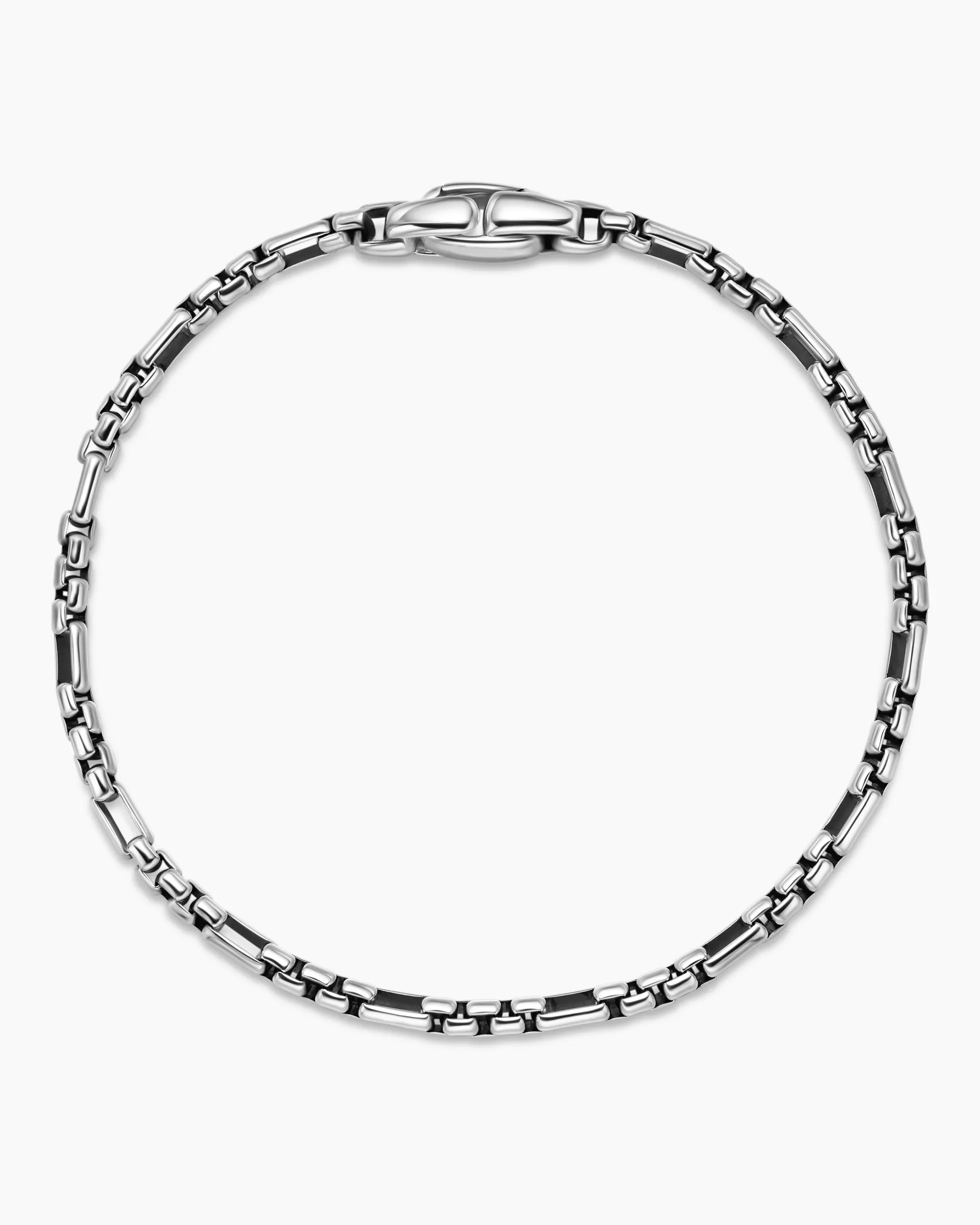 Open Station Box Chain Bracelet Sterling Silver, 3mm