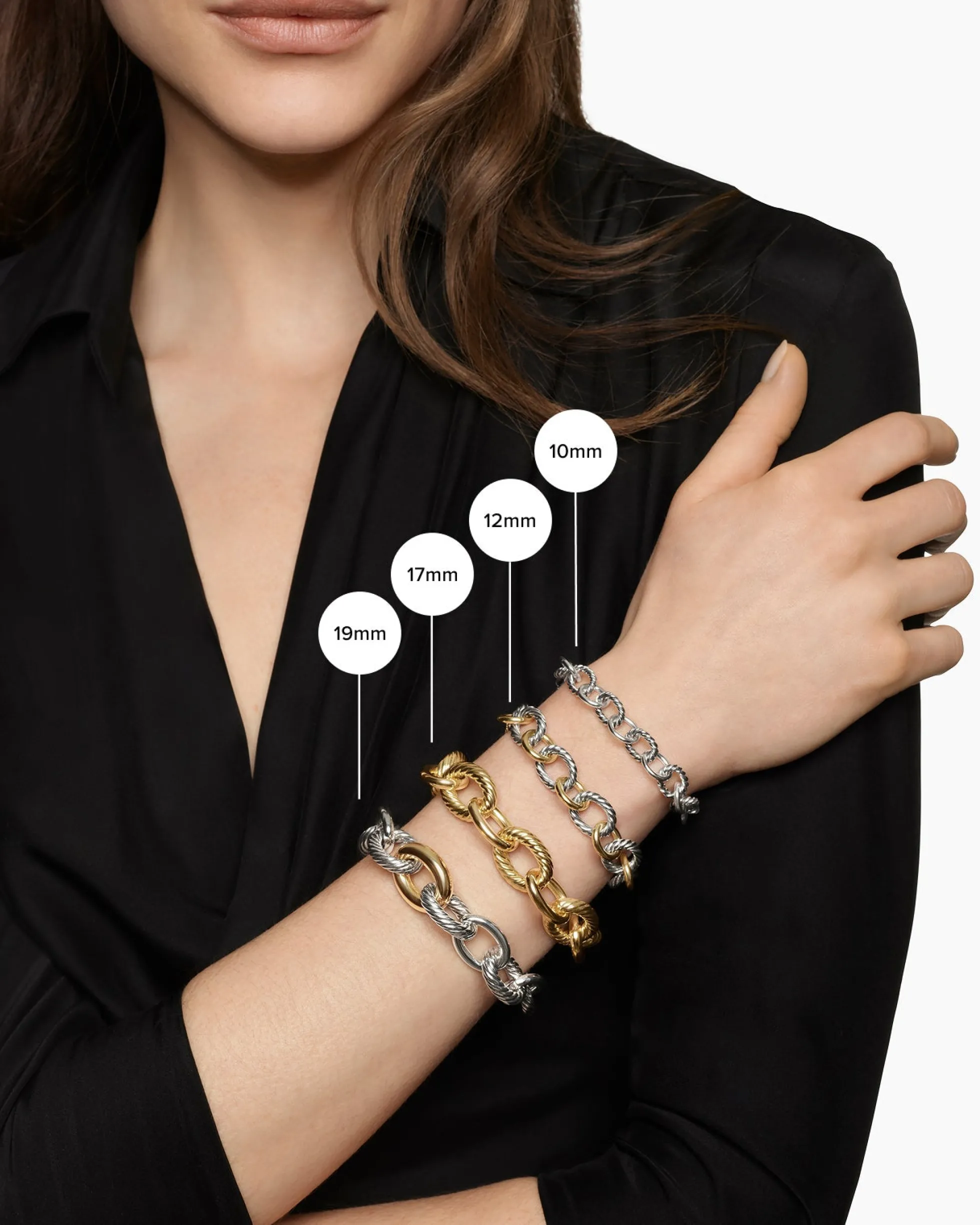 Oval Link Chain Bracelet 18K Yellow Gold, 17mm