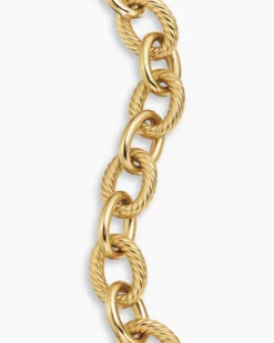 Oval Link Chain Bracelet 18K Yellow Gold, 17mm