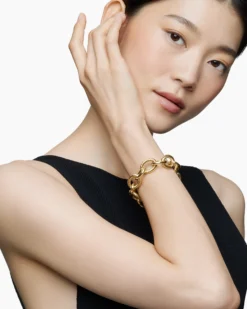 Oval Link Chain Bracelet 18K Yellow Gold, 17mm