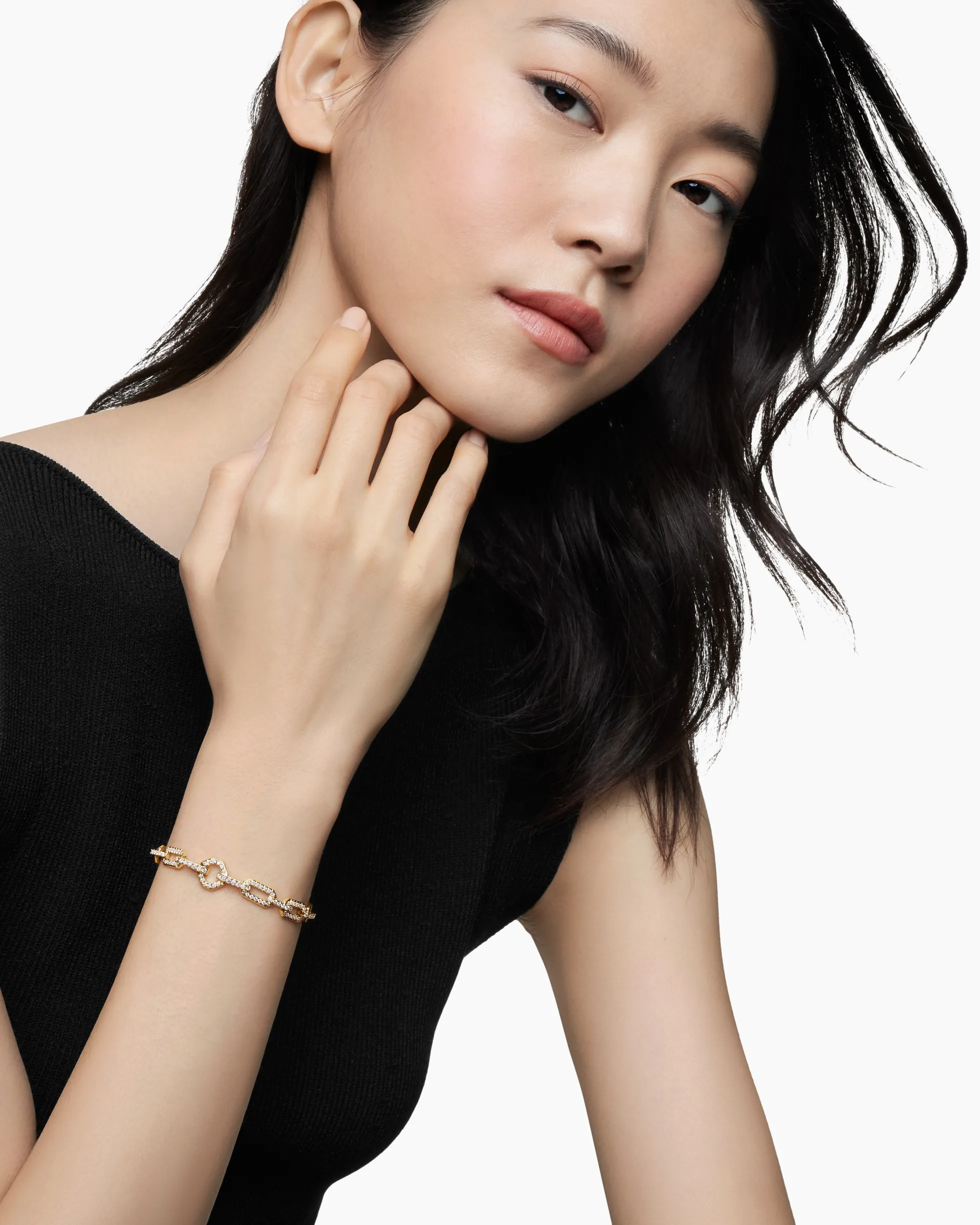 Pavé Chain Bracelet 18K Yellow Gold with Diamonds, 7mm