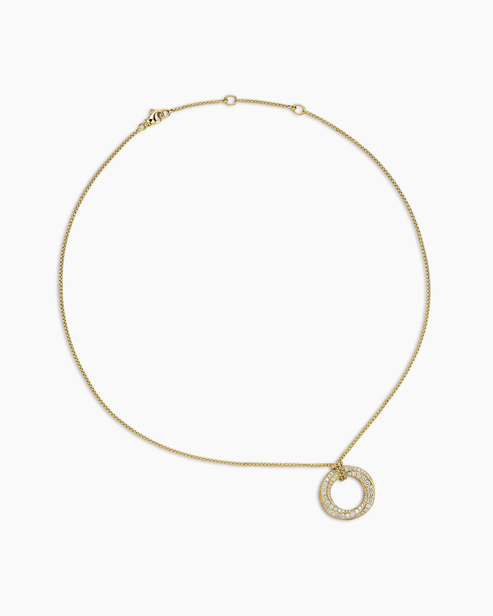 Pavé Crossover Pendant Necklace 18K Yellow Gold with Diamonds, 21mm