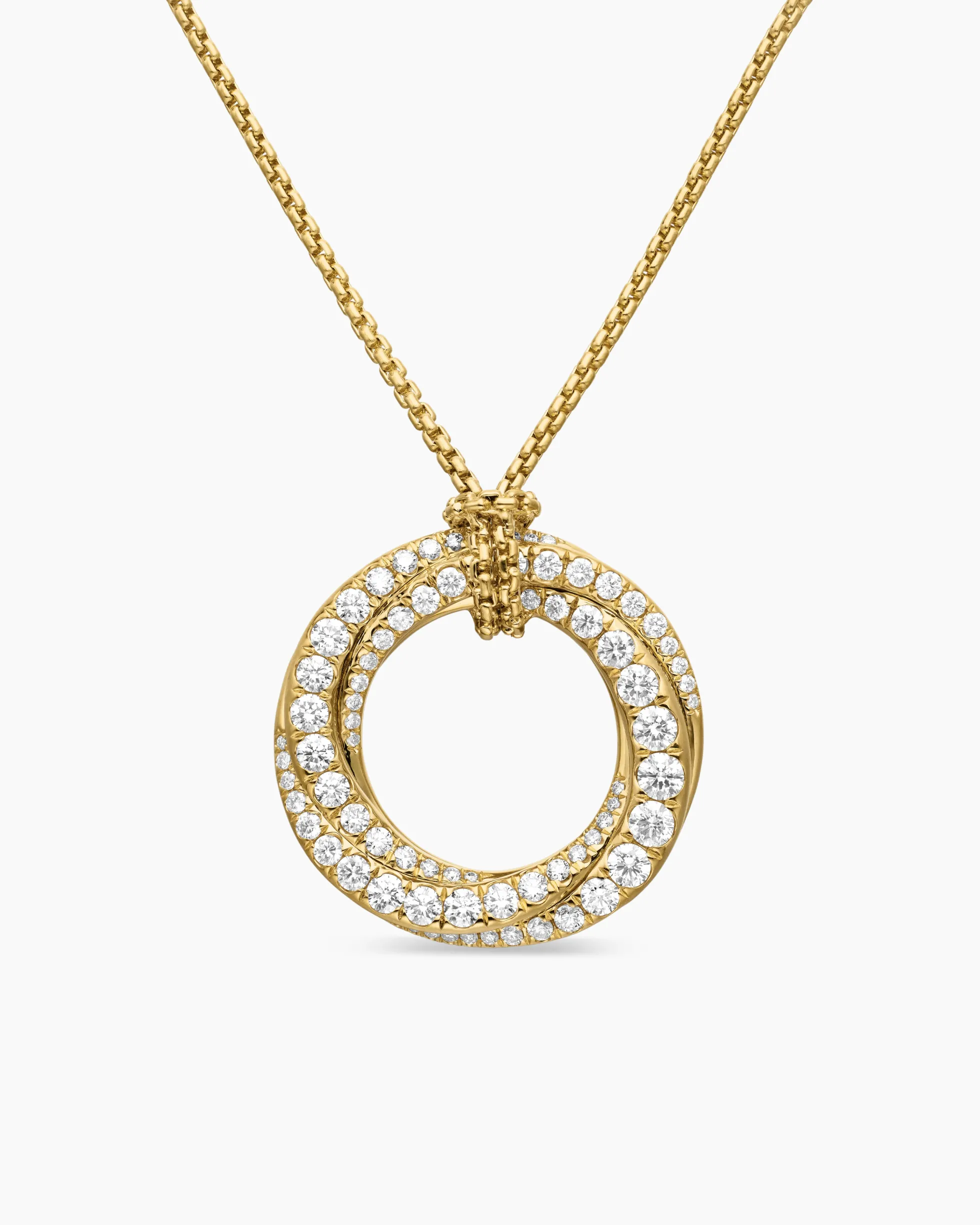 Pavé Crossover Pendant Necklace 18K Yellow Gold with Diamonds, 21mm