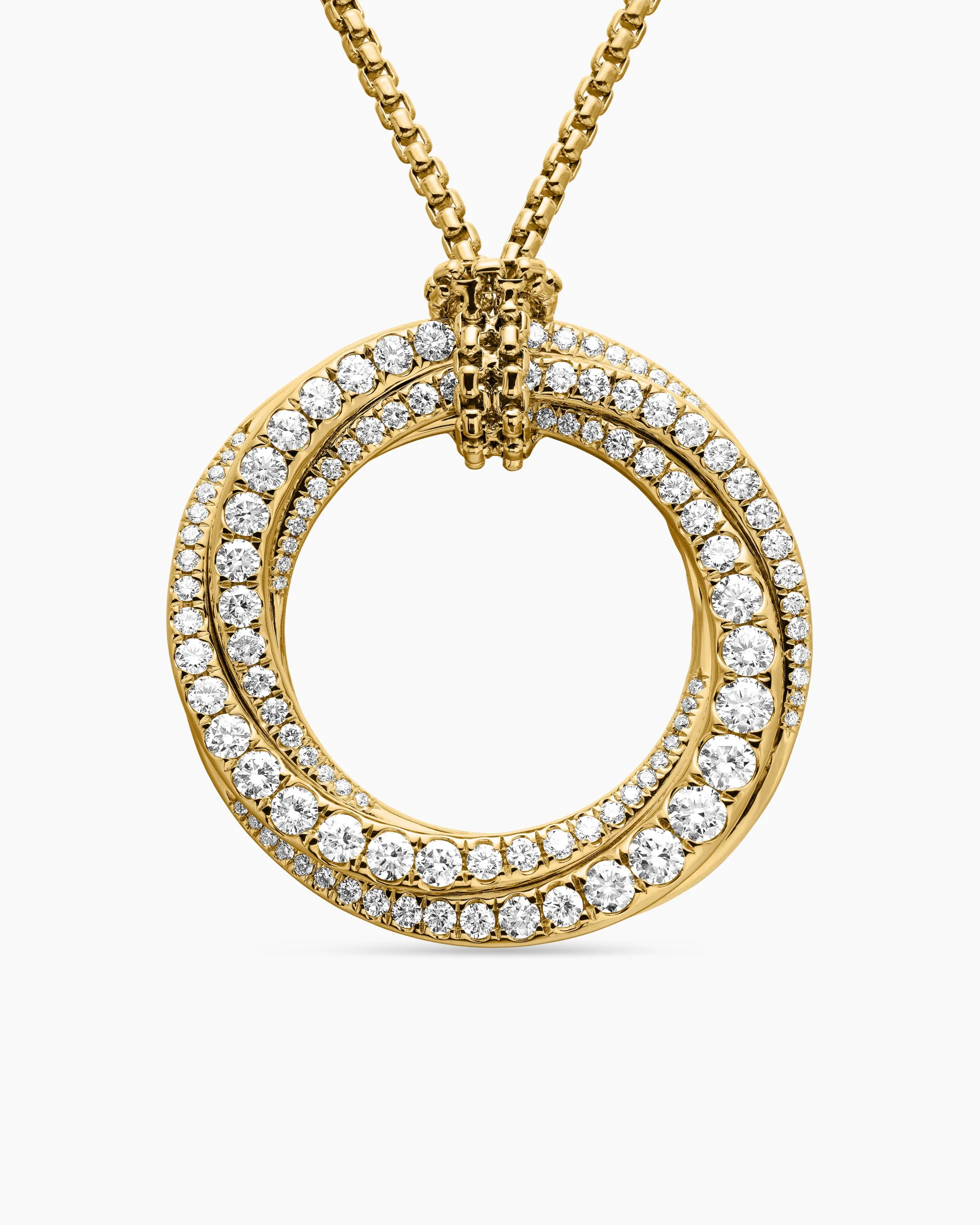 Pavé Crossover Pendant Necklace 18K Yellow Gold with Diamonds, 30mm
