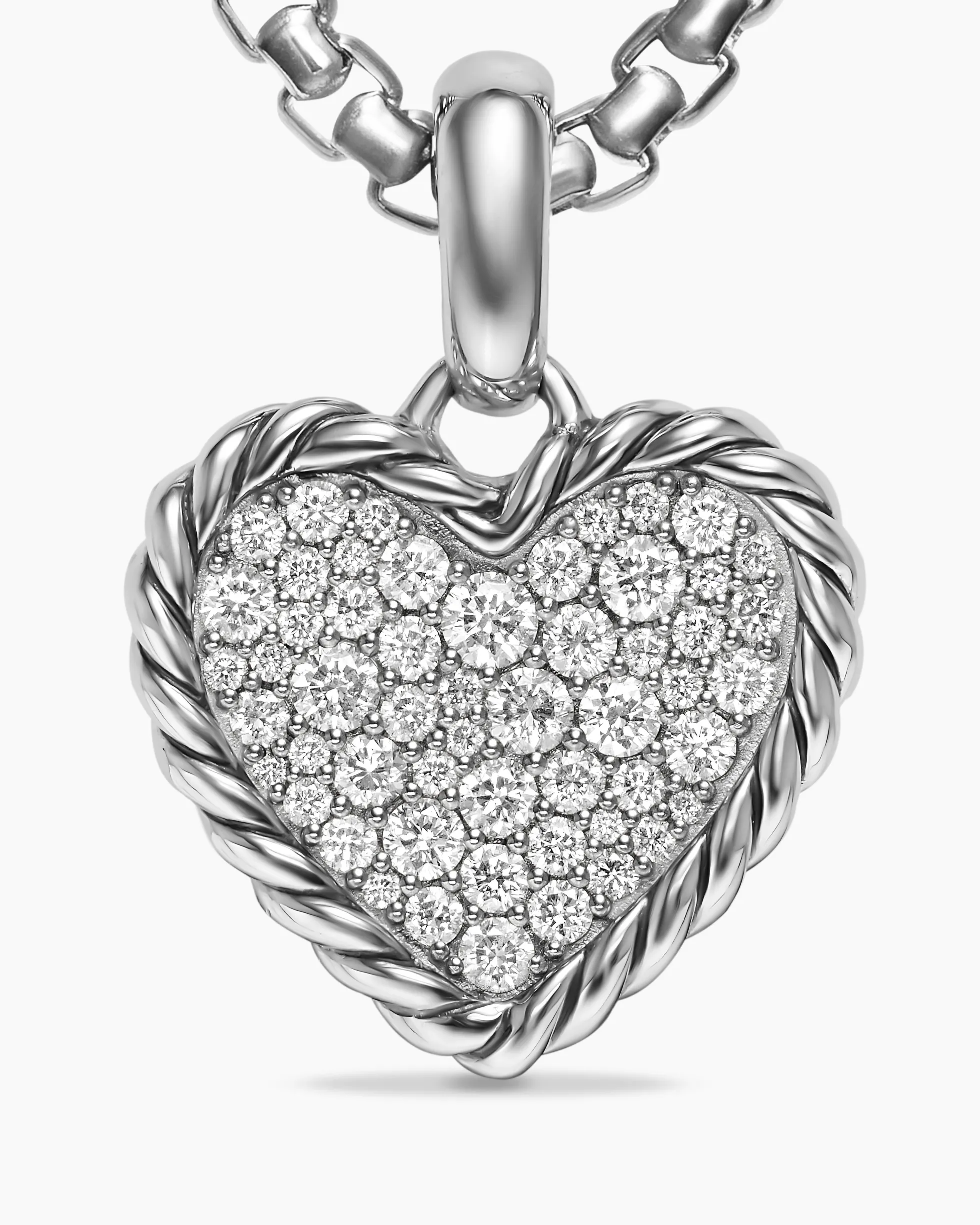 Pavé Heart Amulet Sterling Silver with Diamonds, 15.6mm