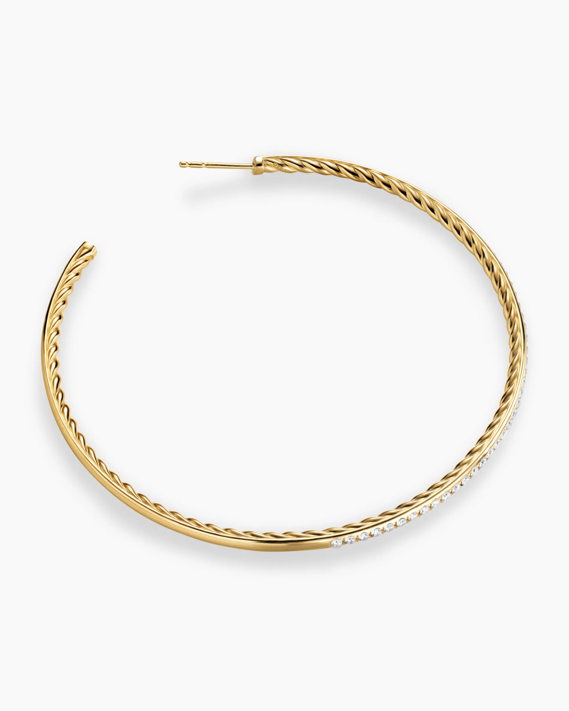 Pavé Hoop Earrings 18K Yellow Gold with Diamonds, 63.5mm