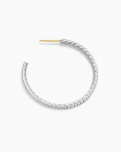 Pavé Hoop Earrings Sterling Silver with Diamonds, 38mm