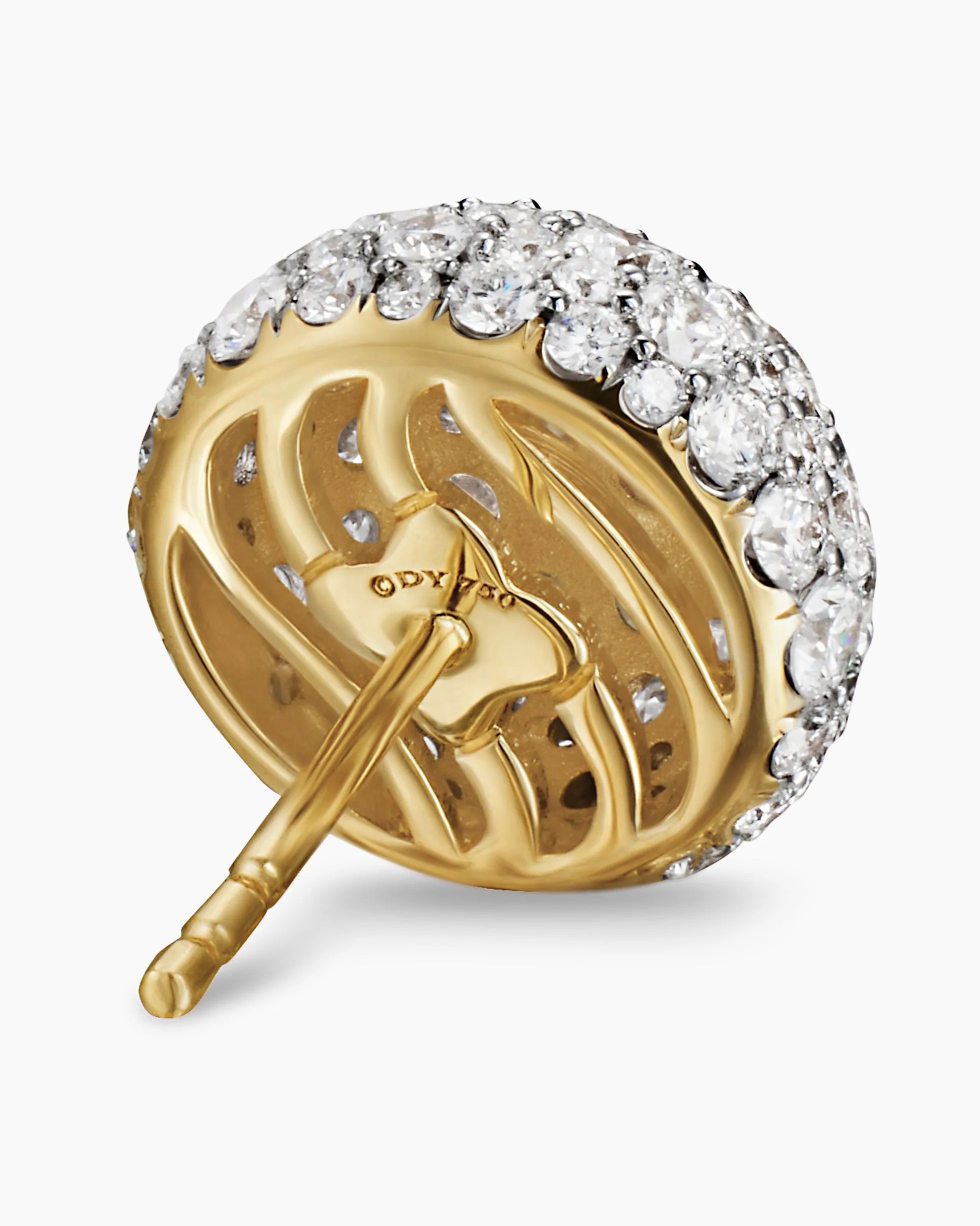 Pavé Stud Earrings 18K Yellow Gold with Diamonds, 12mm