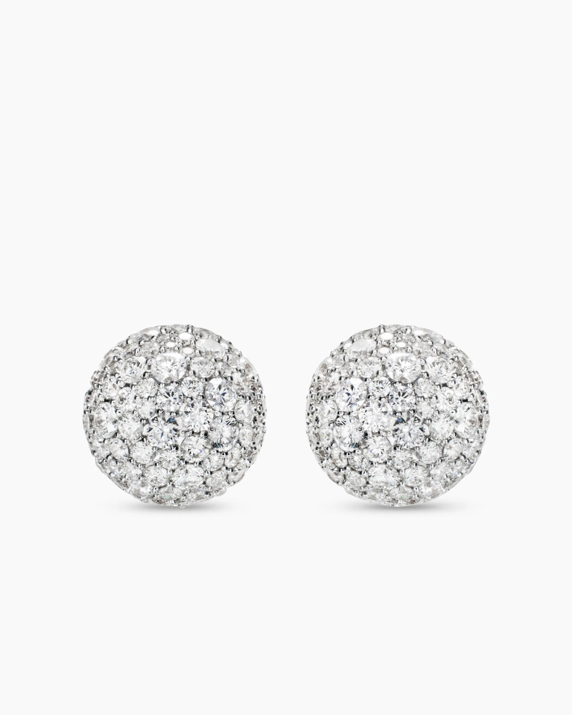 Pavé Stud Earrings 18K Yellow Gold with Diamonds, 12mm