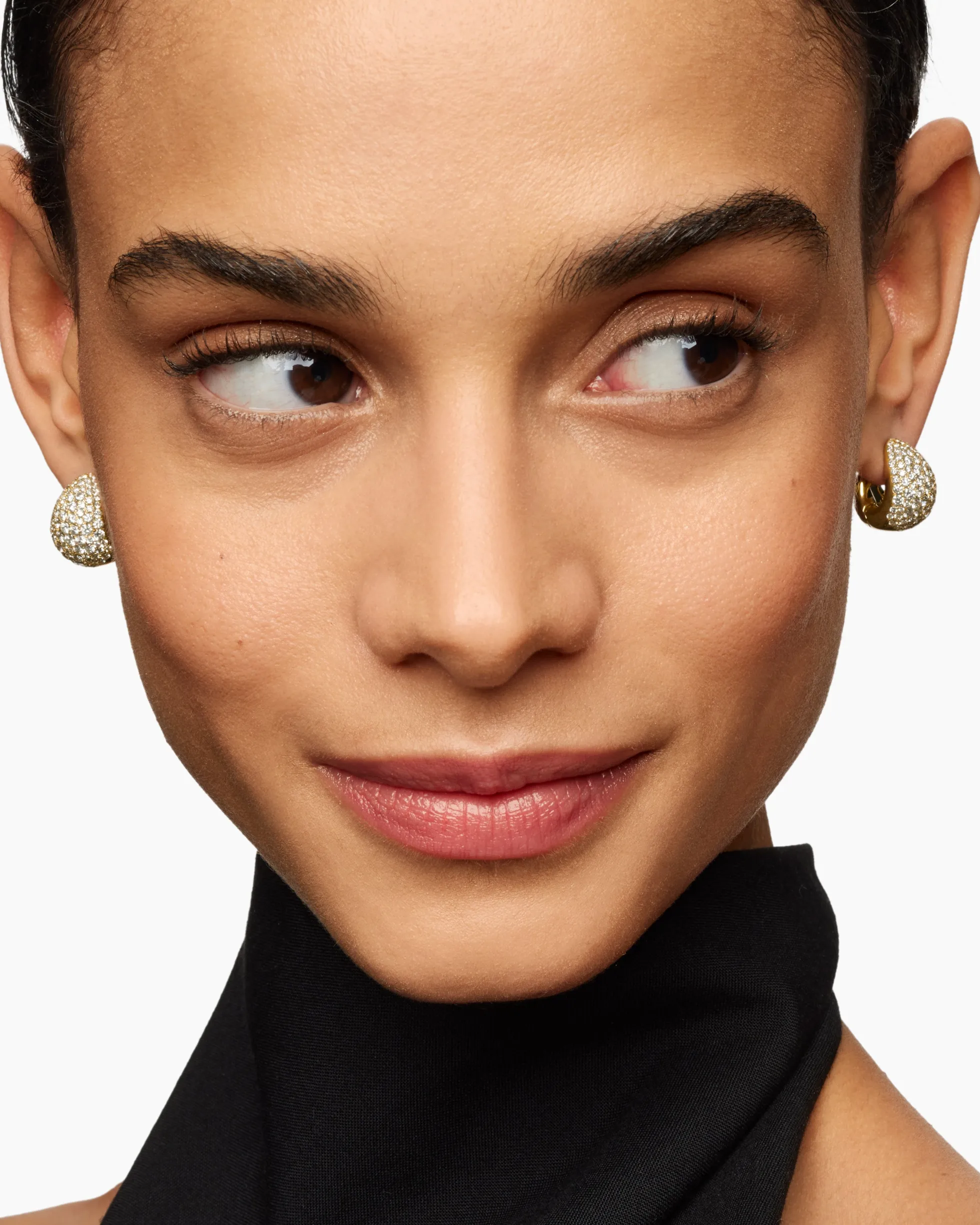 Pear Huggie Hoop Earrings 18K Yellow Gold with Diamonds, 16mm