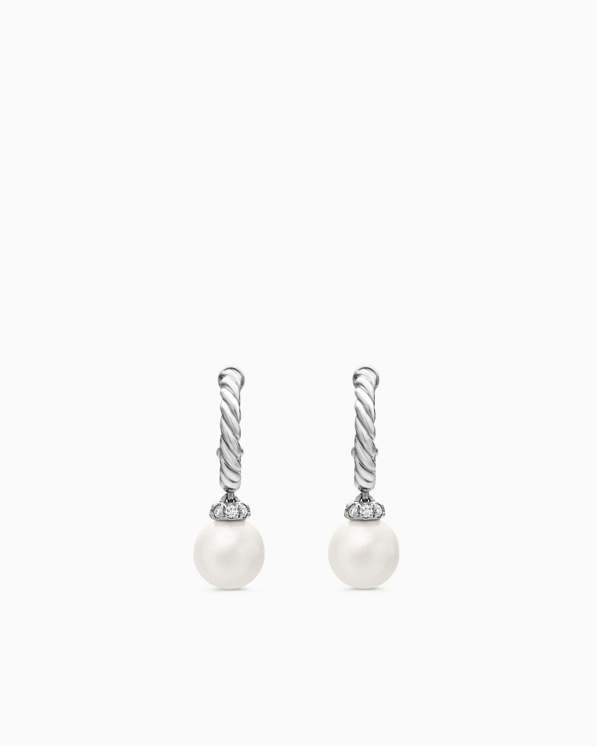 Pearl and Pavé Solari Drop Earrings Sterling Silver with Pearls and Diamonds, 18.4mm