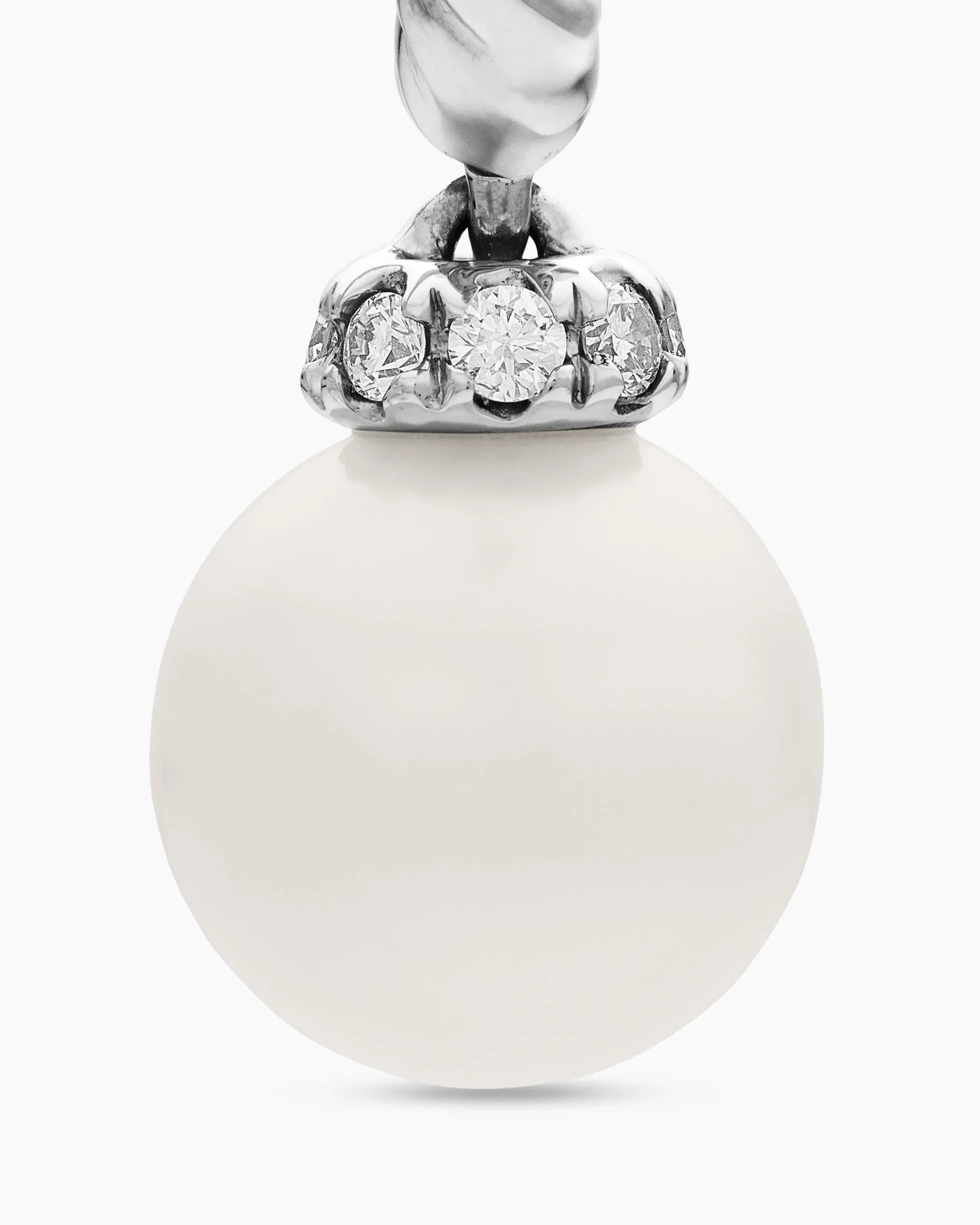 Pearl and Pavé Solari Drop Earrings Sterling Silver with Pearls and Diamonds, 18.4mm