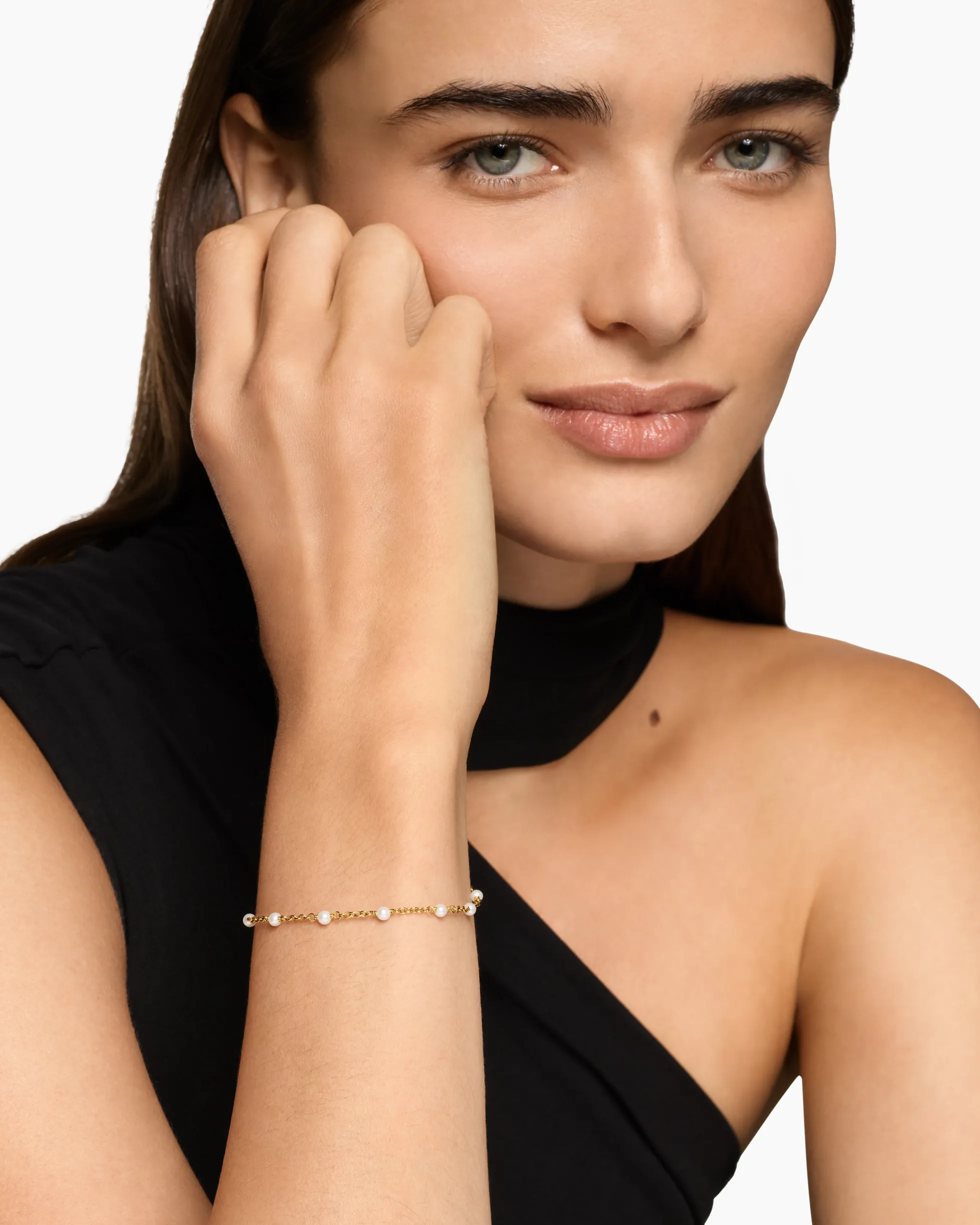 Pearl Classics Station Bracelet 18K Yellow Gold, 3.5mm