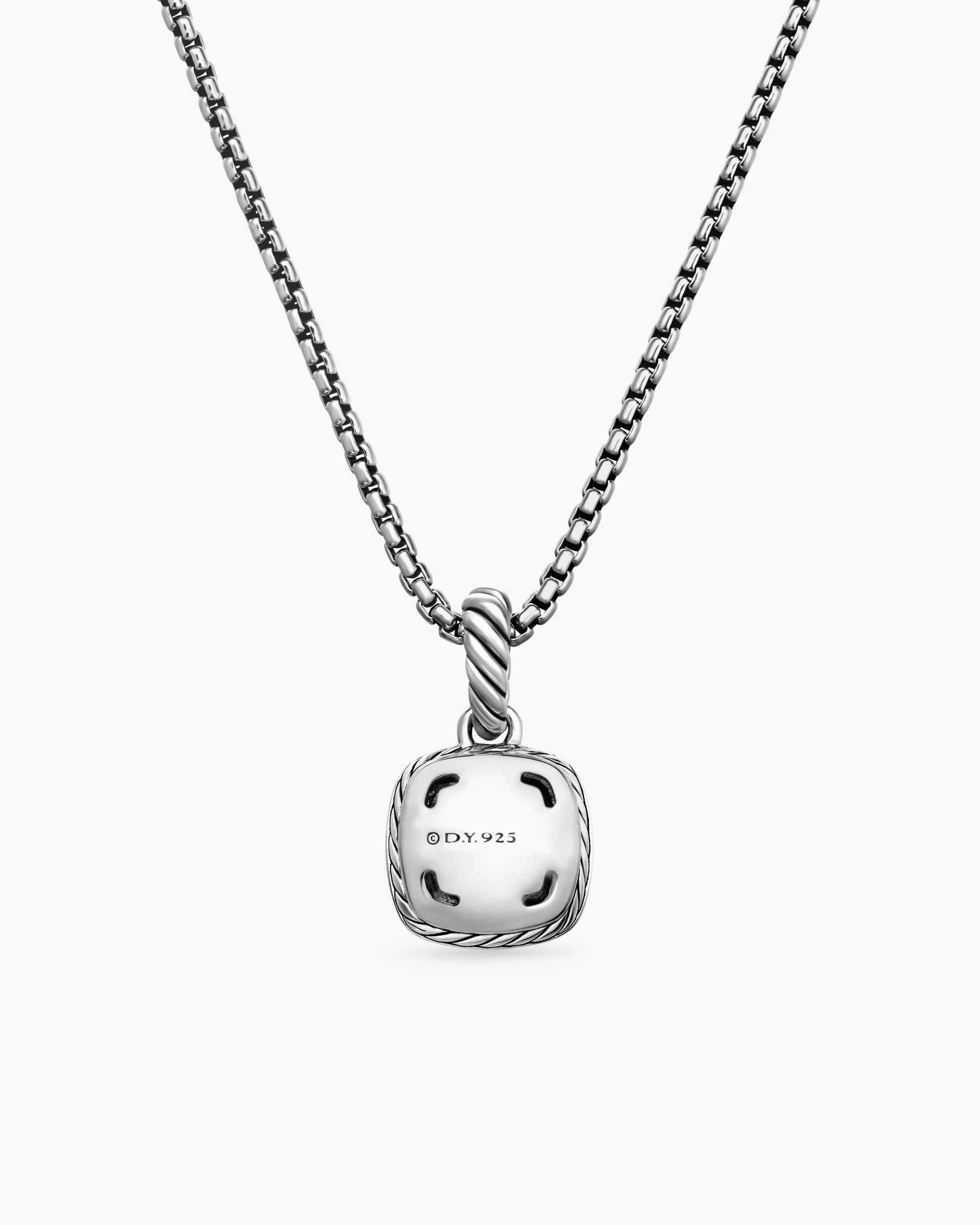 Petite Albion® Pendant Necklace Sterling Silver with Prasiolite and Diamonds, 7mm