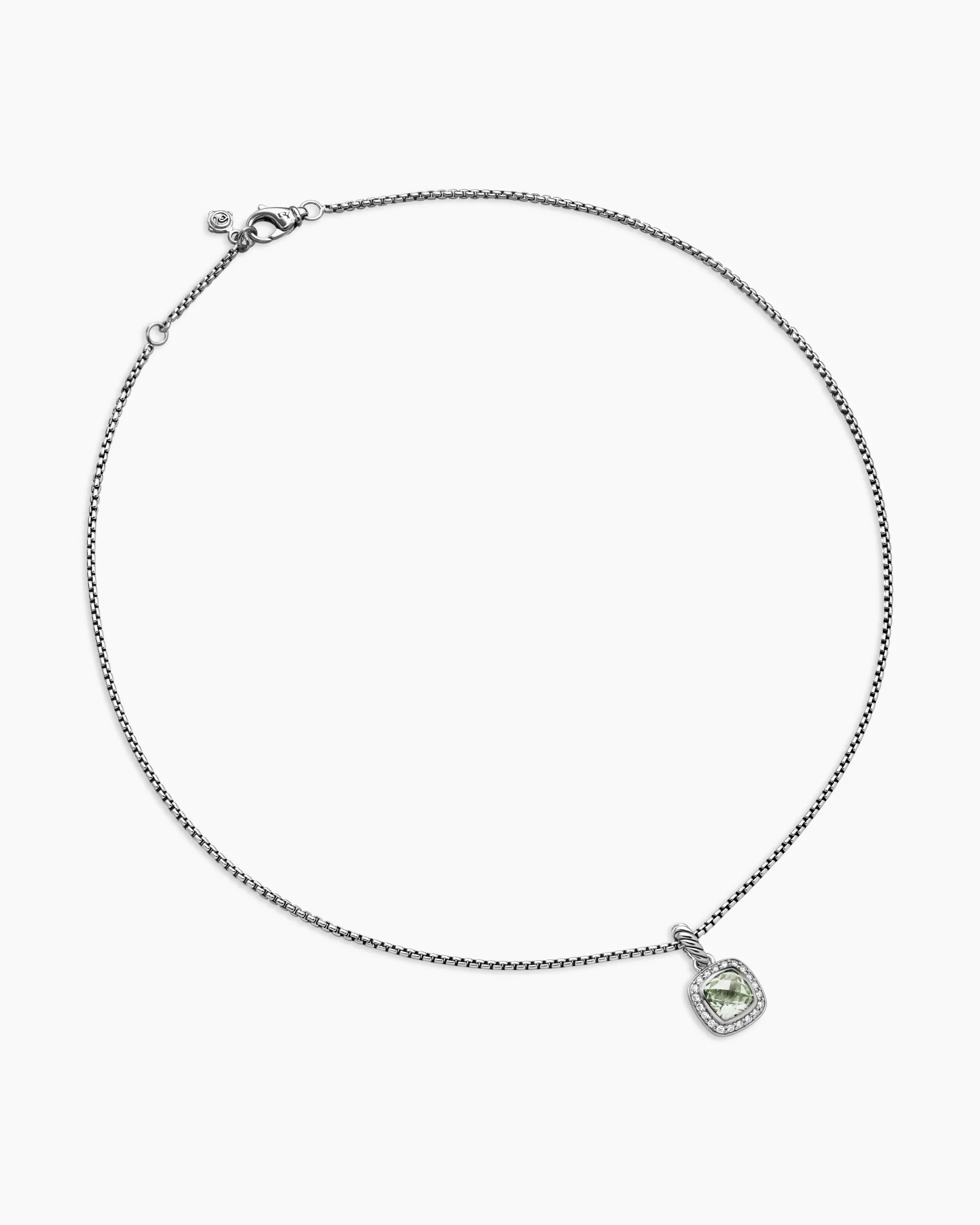 Petite Albion® Pendant Necklace Sterling Silver with Prasiolite and Diamonds, 7mm