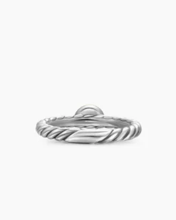 Petite Cable Ring Sterling Silver with 14K Yellow Gold and Center Diamond, 2.8mm