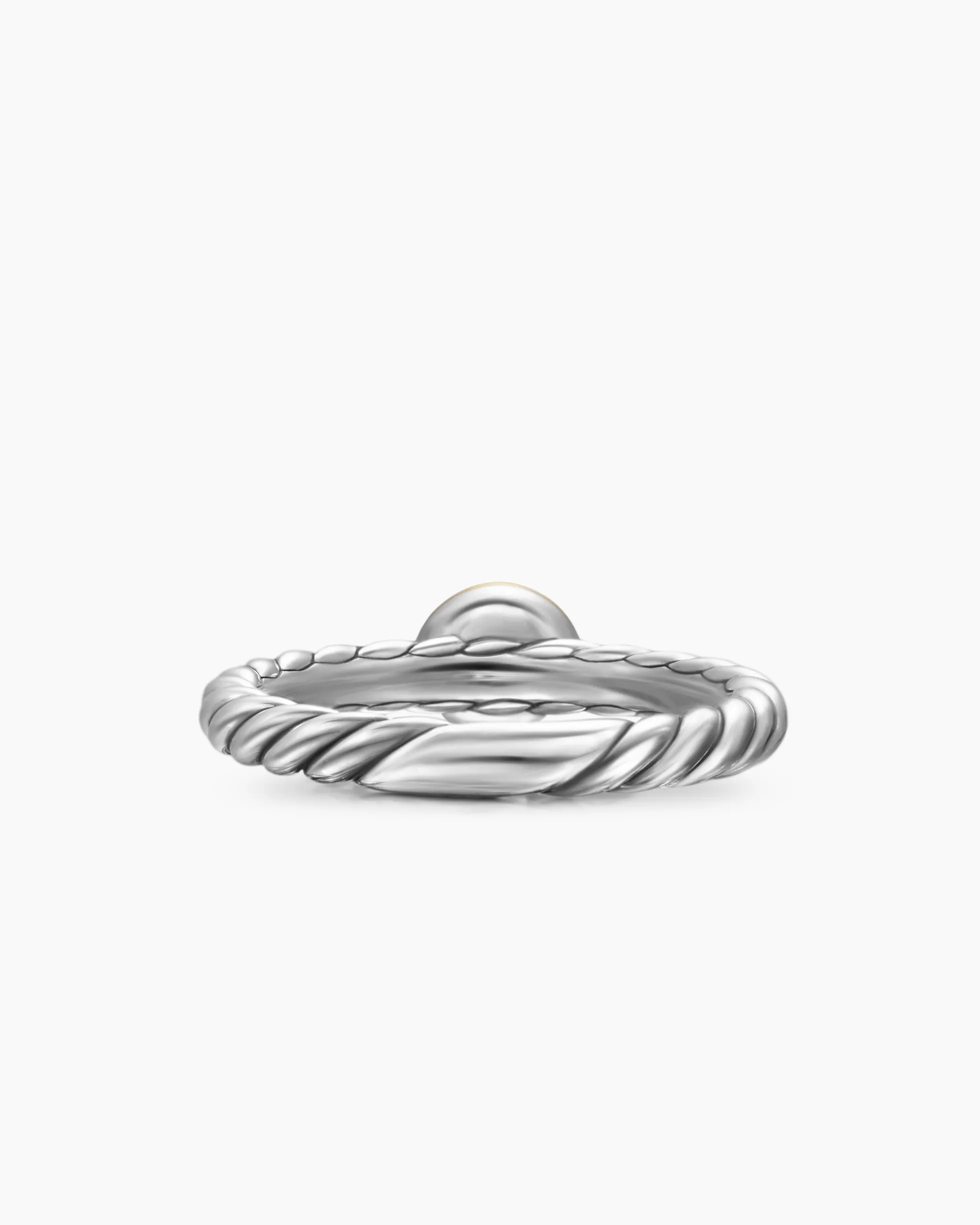 Petite Cable Ring Sterling Silver with 14K Yellow Gold and Center Diamond, 2.8mm