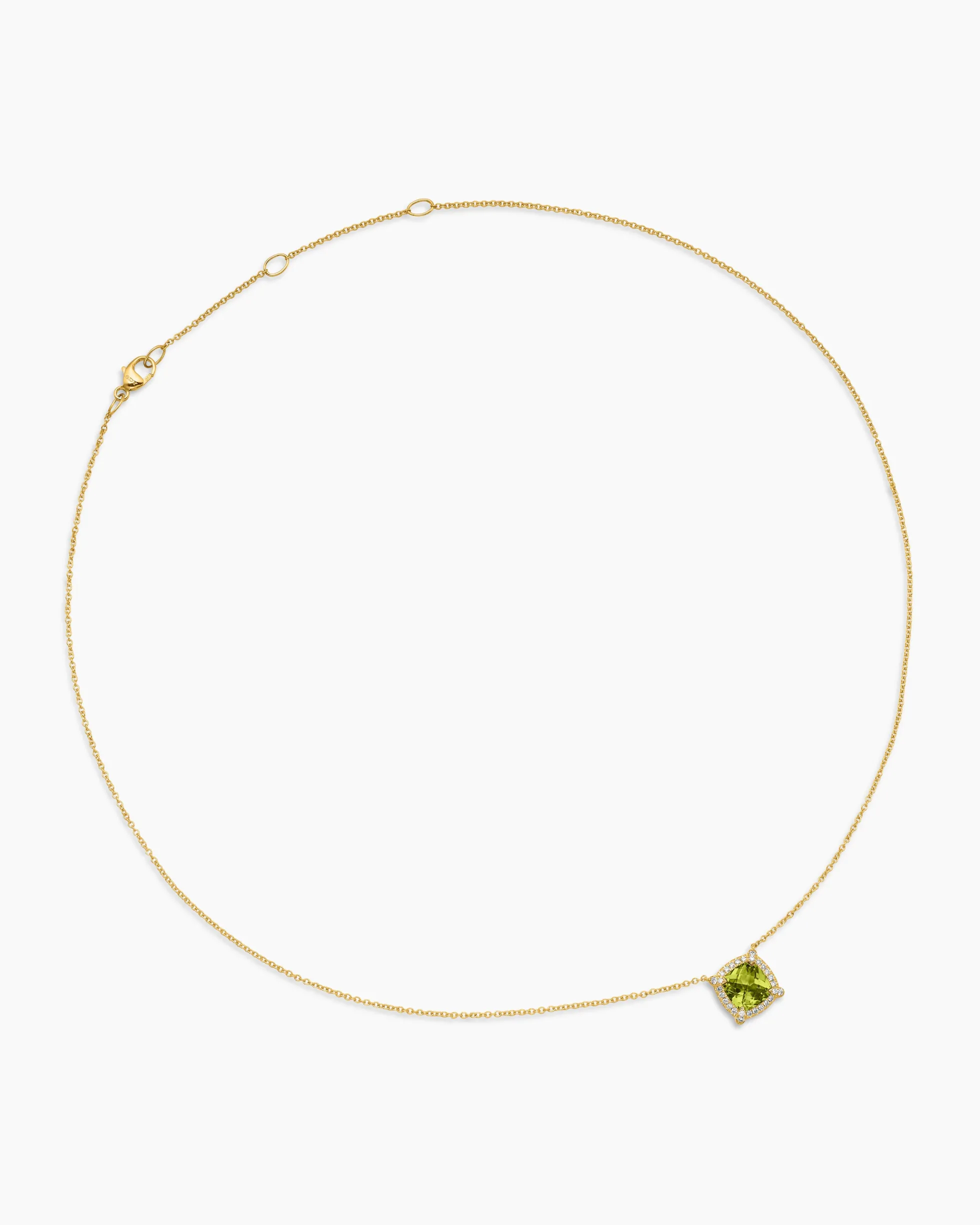 Petite Chatelaine® Pavé Bezel Pendant Necklace 18K Yellow Gold with Peridot and Diamonds, 7mm