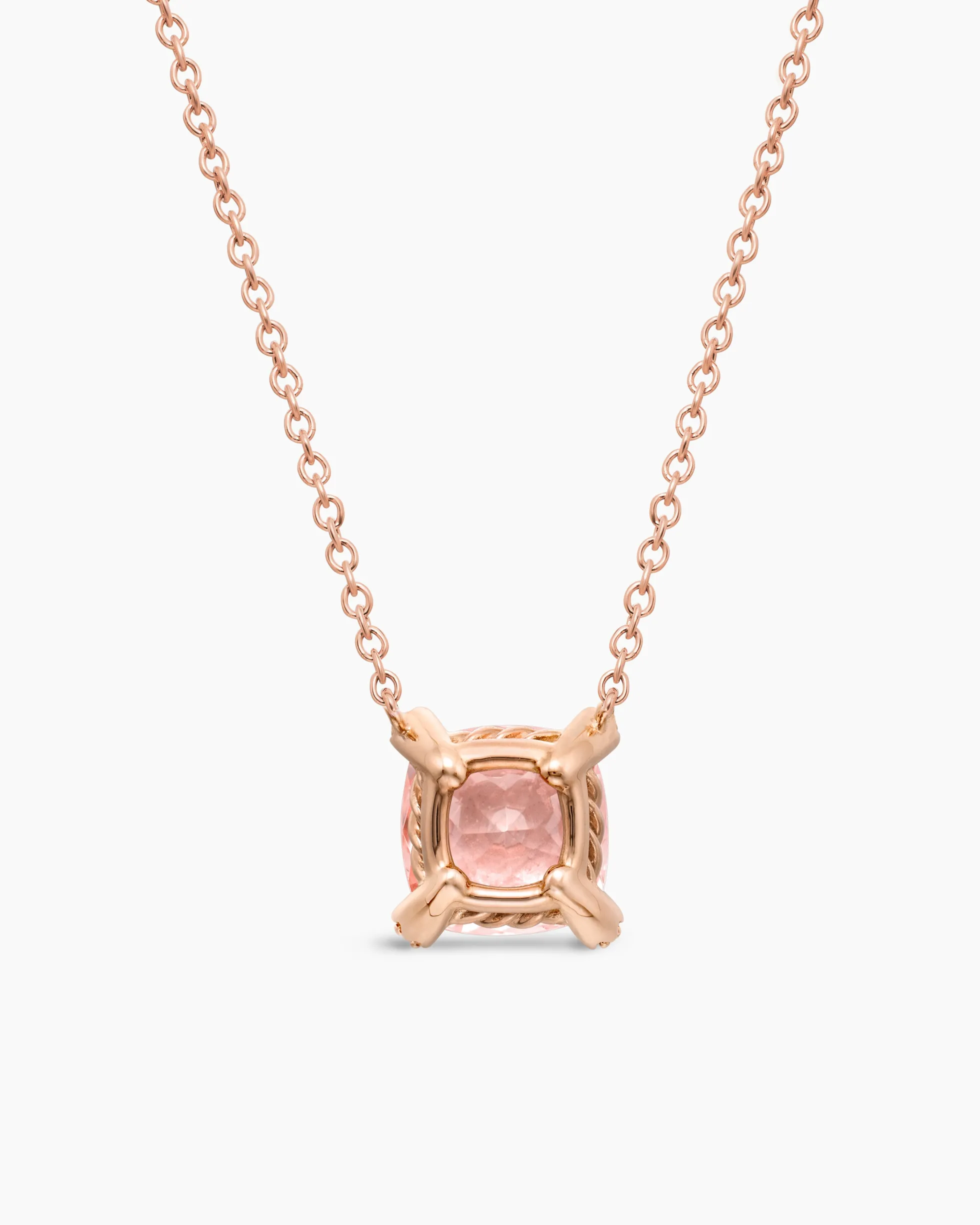 Petite Chatelaine® Pendant Necklace 18K Rose Gold with Morganite and Diamonds, 7mm