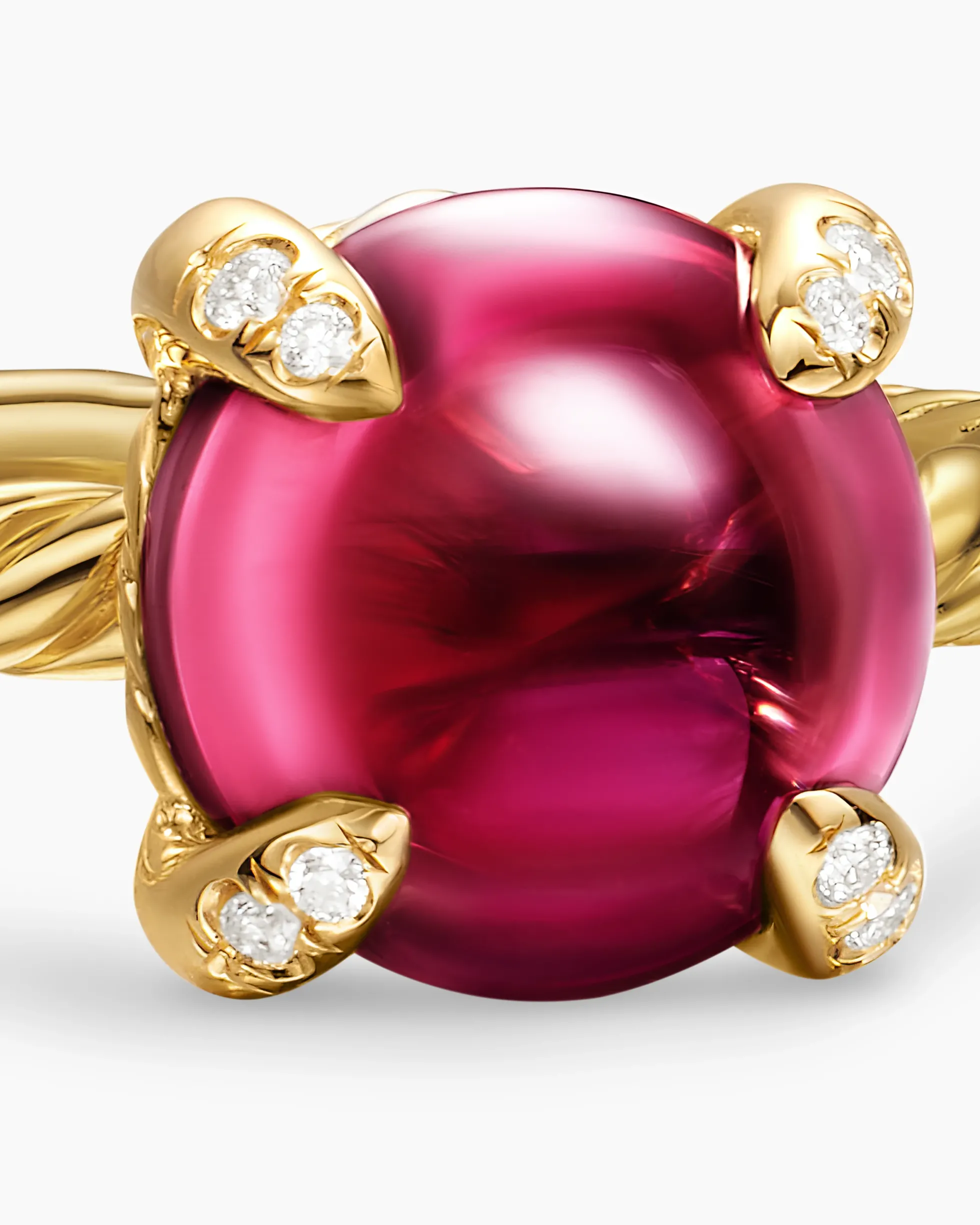 Petite Chatelaine® Ring 18K Yellow Gold with Rhodolite Garnet and Diamonds, 8mm