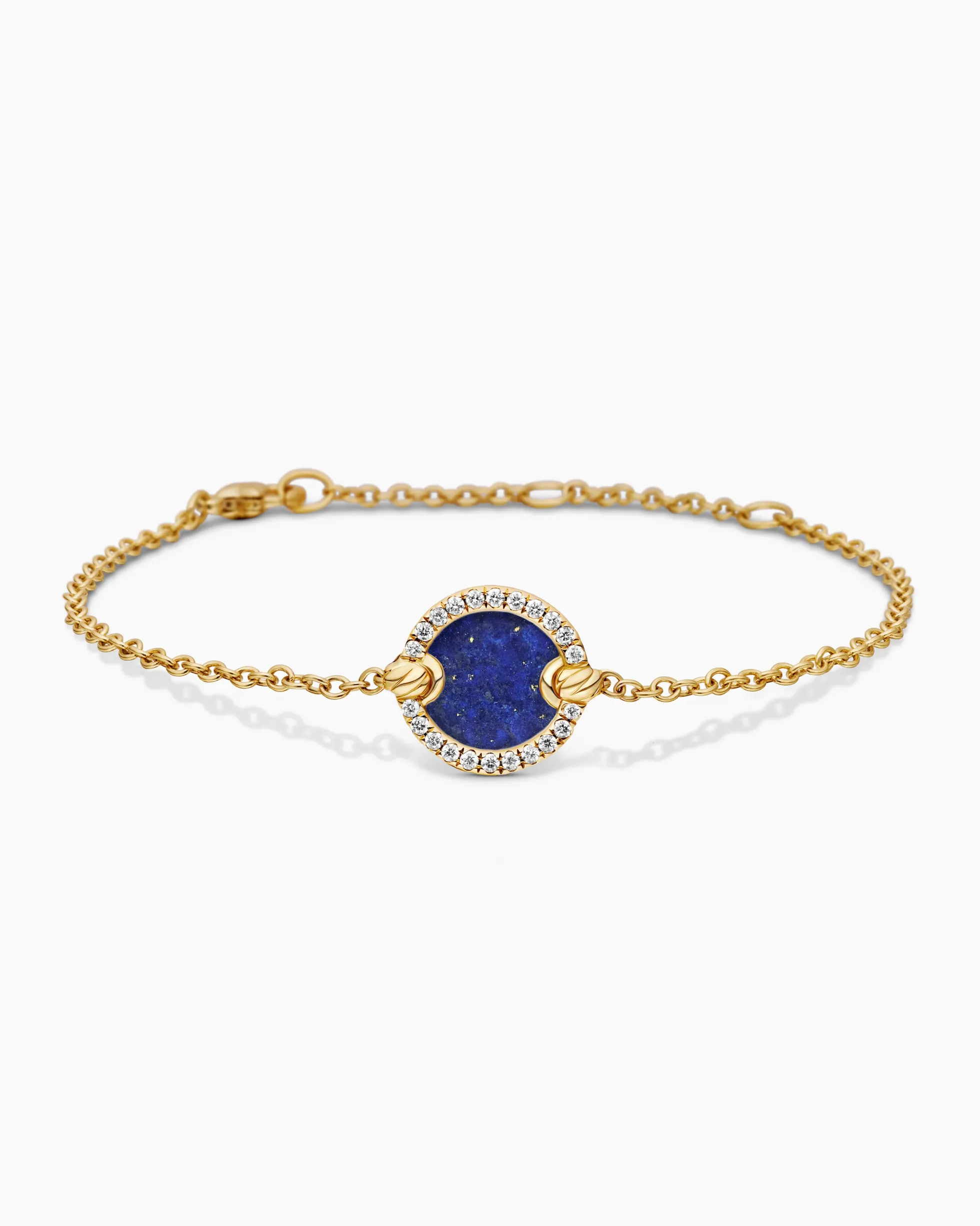 Petite DY Elements® Center Station Chain Bracelet 18K Yellow Gold with Lapis and Diamonds, 11mm