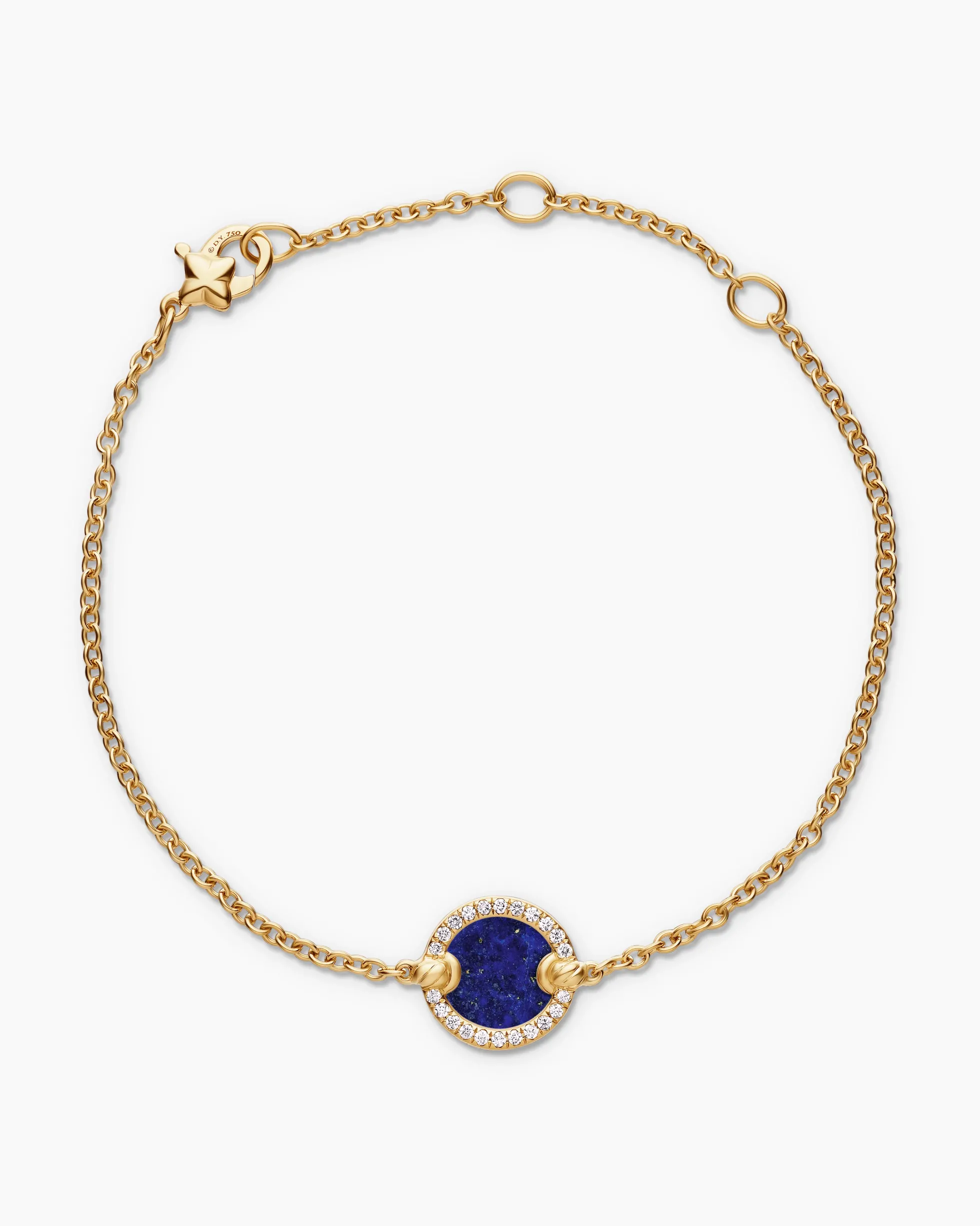 Petite DY Elements® Center Station Chain Bracelet 18K Yellow Gold with Lapis and Diamonds, 11mm