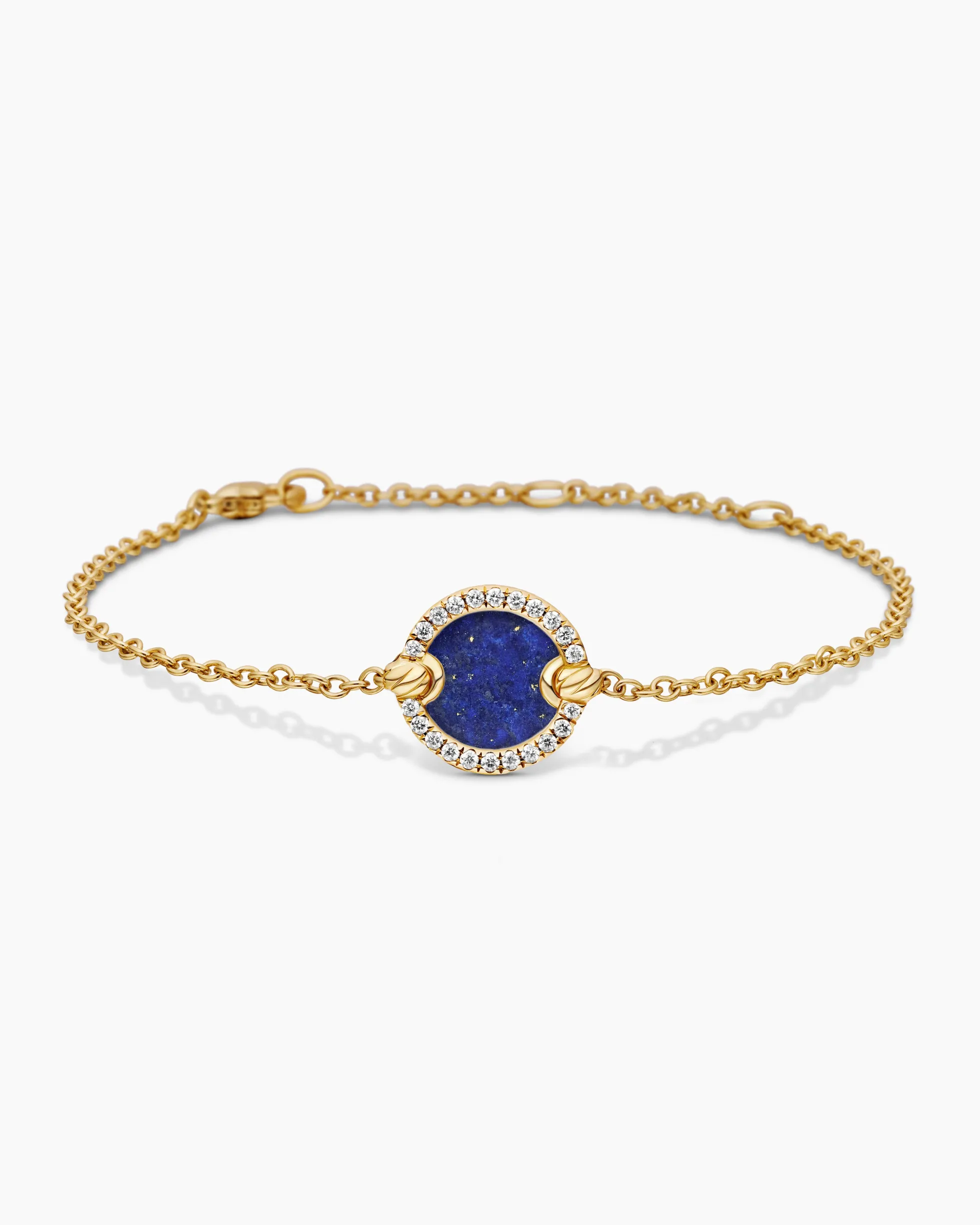 Petite DY Elements® Center Station Chain Bracelet 18K Yellow Gold with Lapis and Diamonds, 11mm
