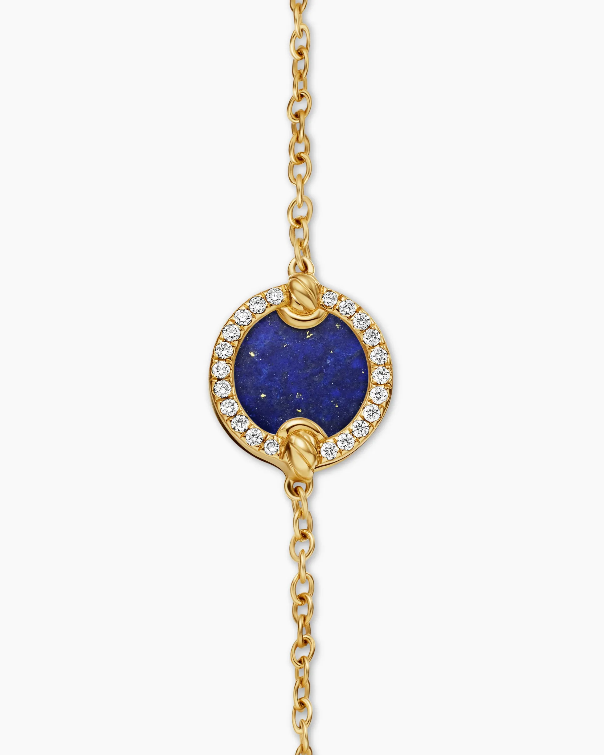 Petite DY Elements® Center Station Chain Bracelet 18K Yellow Gold with Lapis and Diamonds, 11mm