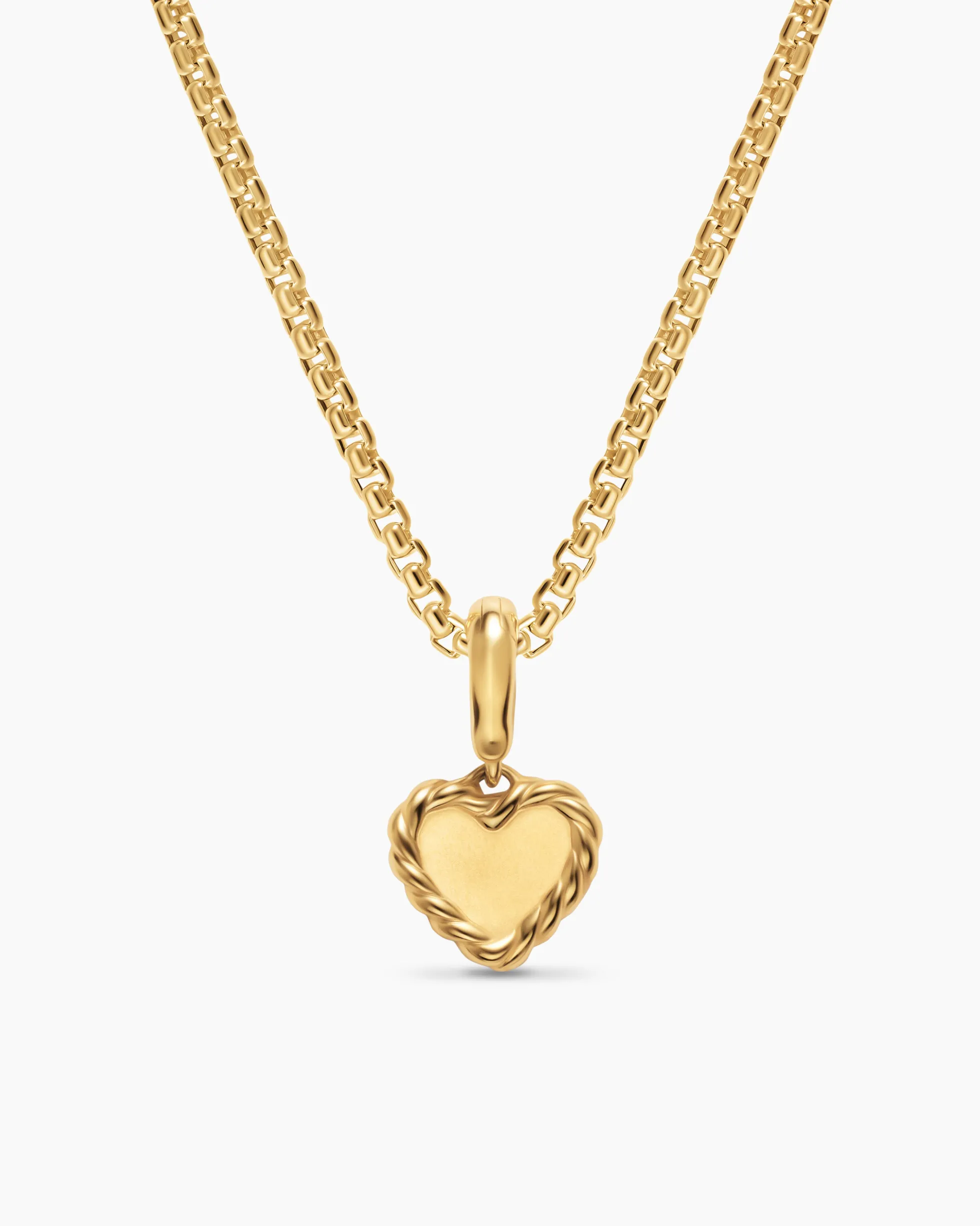 Petite DY Elements® Heart Plate Pendant 18K Yellow Gold with Pink Sapphires, 8.2mm